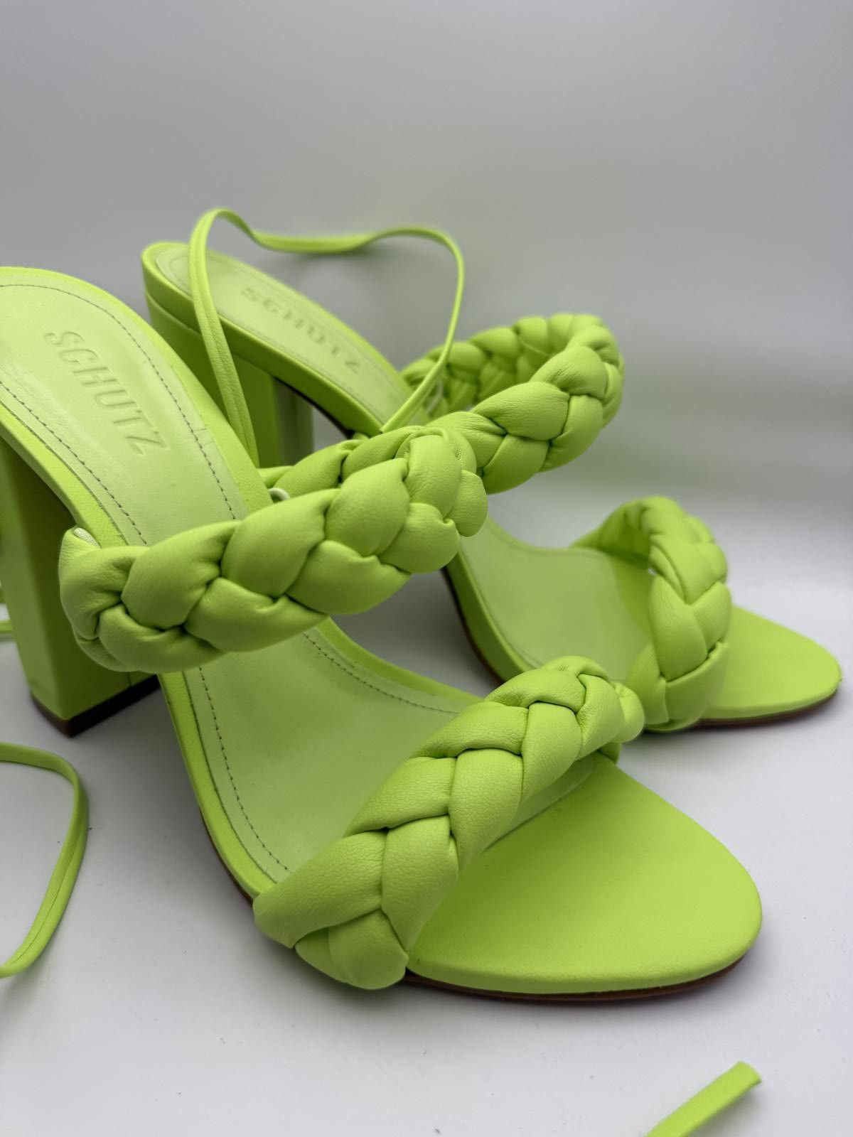Other Schutz Neon Green Braided Strap High Heel Sandals Size 8 Size US 8 / IT 38 - 10 Thumbnail