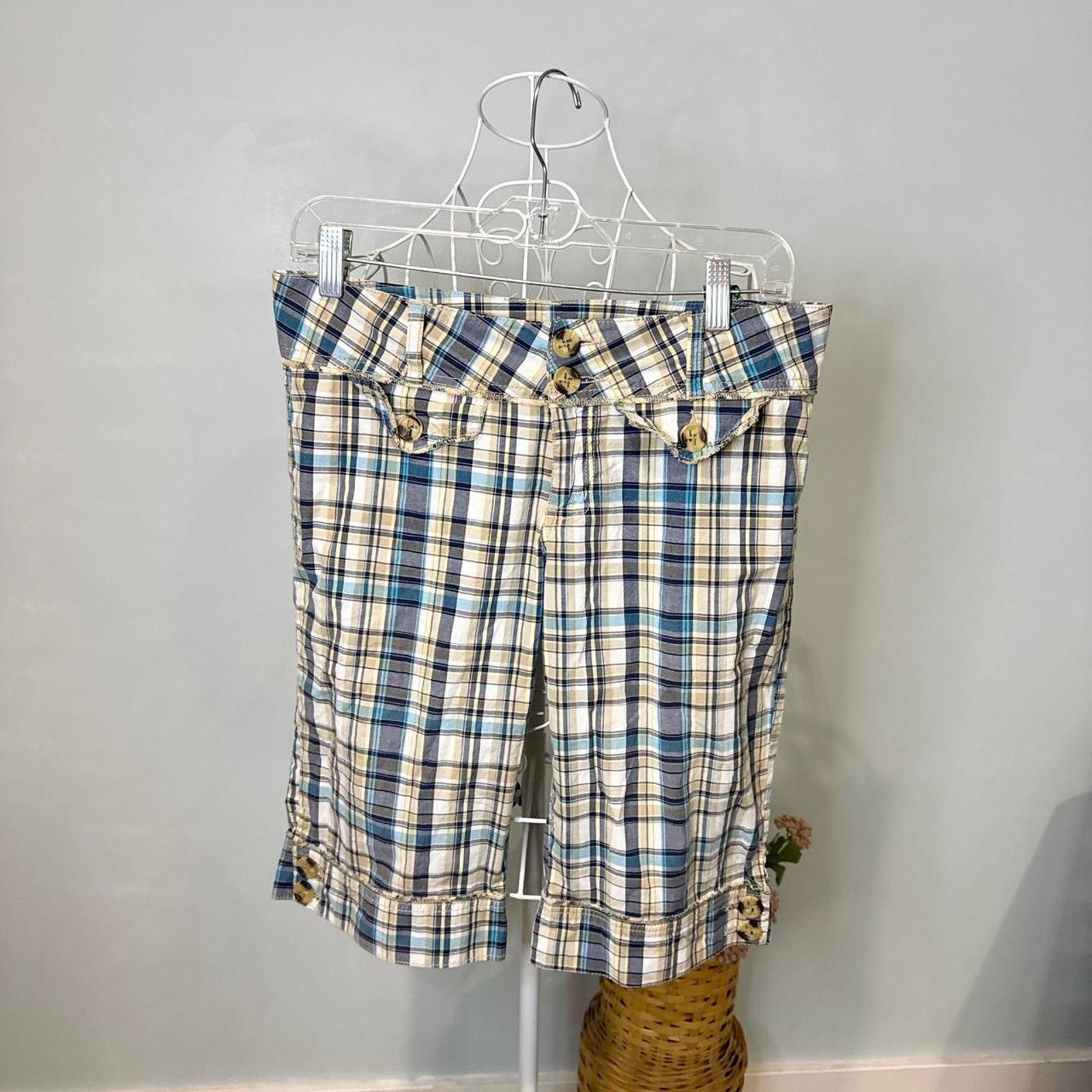 Other vintage y2k ultra low rise plaid shorts with cute buttons Size 30" / US 8 / IT 44 - 2 Thumbnail