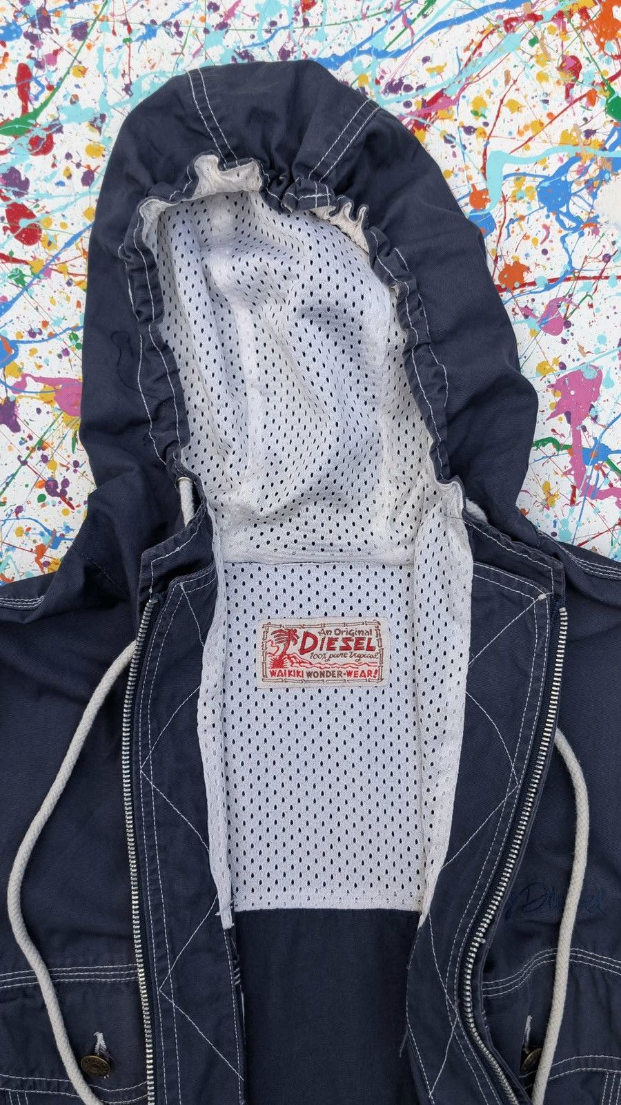 Diesel Vintage diesel jacket hoody windbreaker 90s zip up navy blue Size US L / EU 52-54 / 3 - 13 Thumbnail