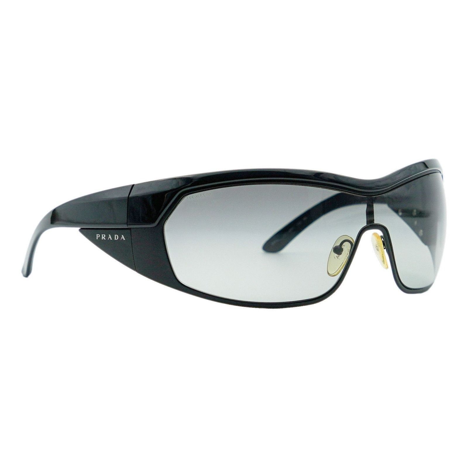Prada Prada SPR 62I Black Shield Gradient Logo Y2K Sunglasses Size ONE SIZE - 1 Thumbnail