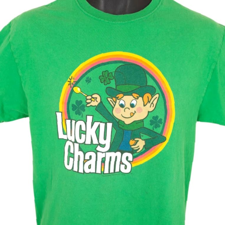 Fruit Of The Loom Lucky Charms T Shirt Mens Size Medium Green Cereal Snack Tee Fruit of the Loom Size US M / EU 48-50 / 2 - 2 Thumbnail