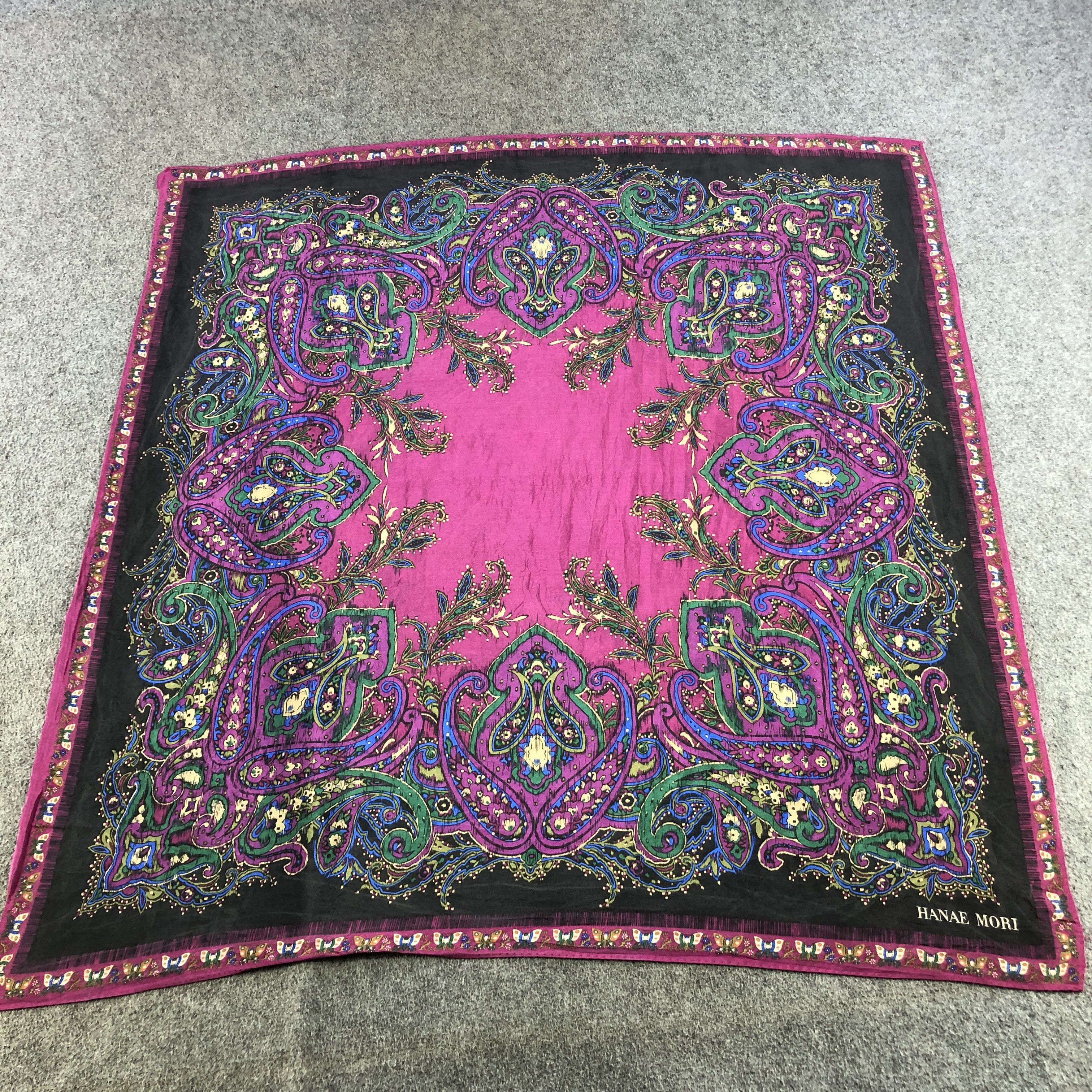 Hanae Mori Hanae Mori Luxury Paisley Hand Rolled Silk Scarf M1112 Size ONE SIZE - 2 Thumbnail