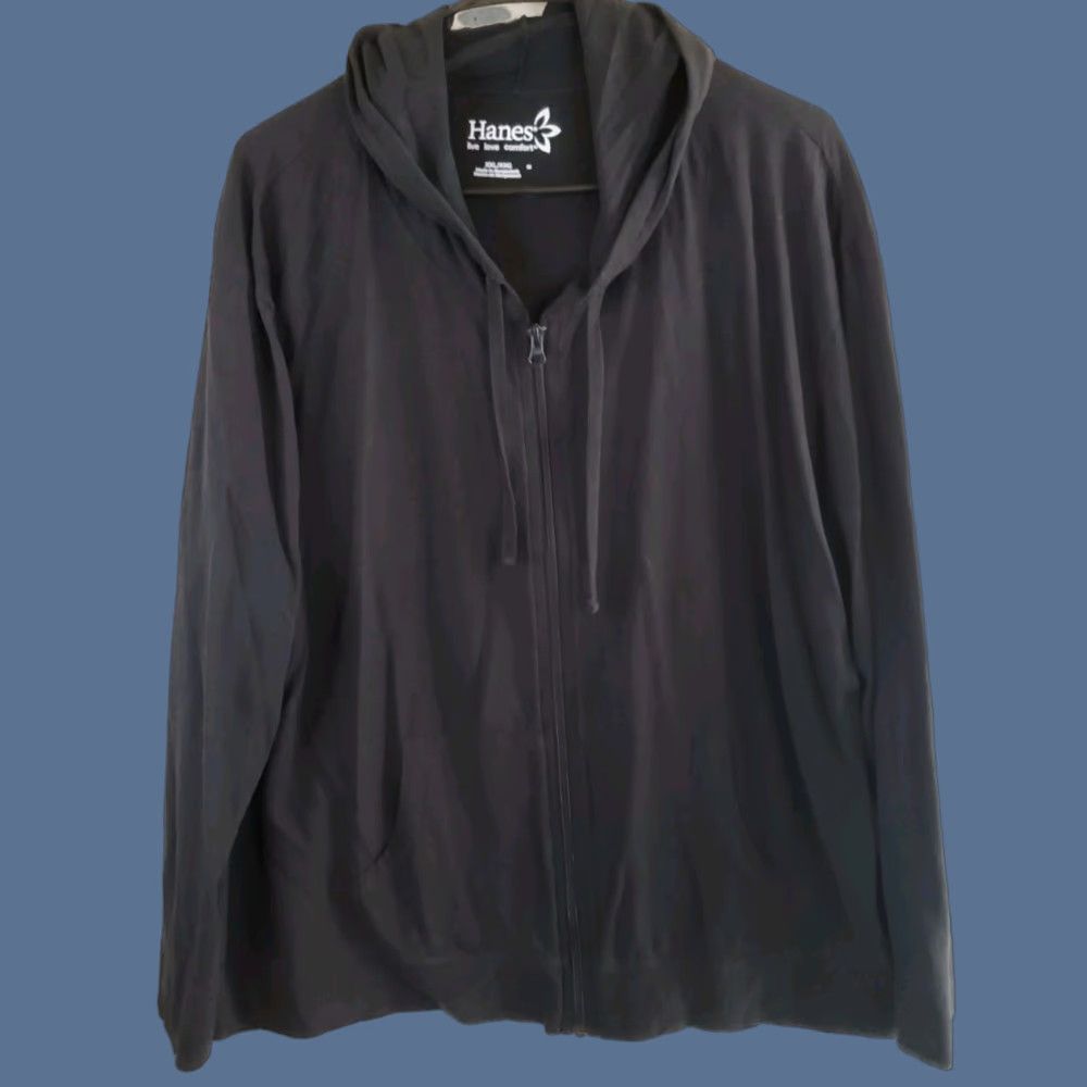 Hanes Hanes ComfortSoft EcoSmart Women's Jersey Full-Zip Hoodie Sweatshirt 2X Black Full Zip Hooded Pockets Gym Training School Size XXL / US 16-18 / IT 52-54 - 1 Thumbnail
