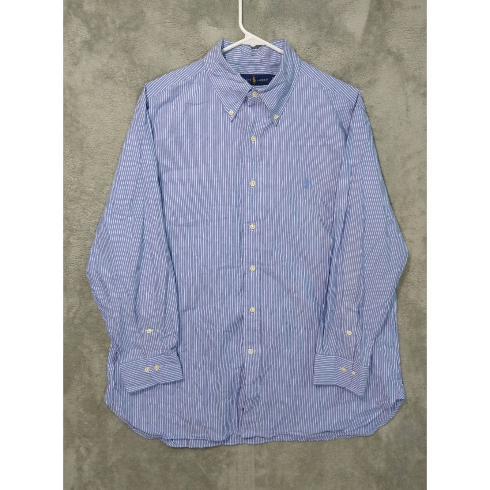 Ralph Lauren Ralph Lauren Shirt Mens 17 32/33 Blue Striped Long Sleeve Button-Down Cotton Shirt Size US XL / EU 56 / 4 - 2 Thumbnail