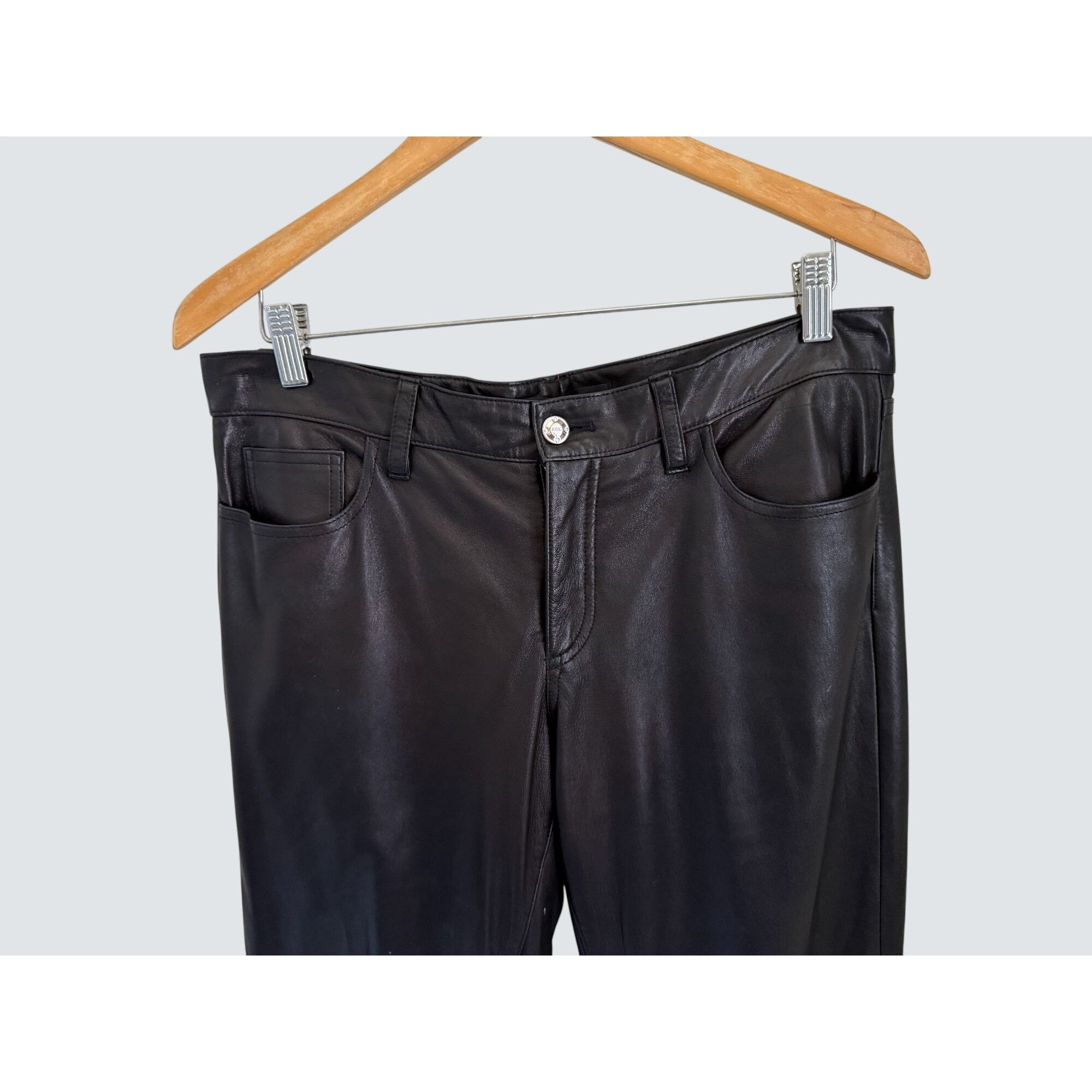 Ralph Lauren Ralph Lauren Black Lamb Leather Pants Size 12 Womens Classic Size 34" / US 12 / IT 48 - 2 Thumbnail