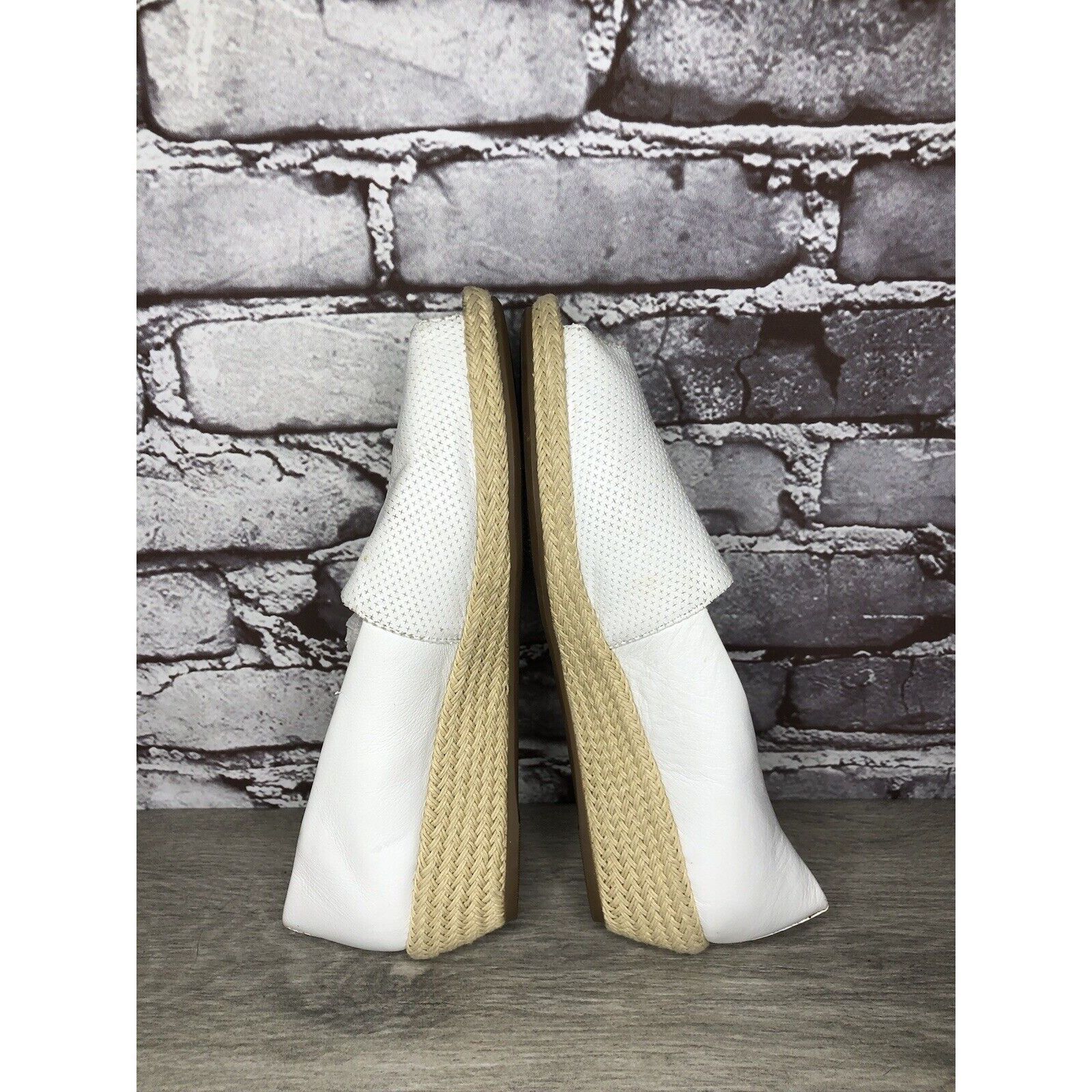 Kenneth Cole Kenneth Cole Gentle Souls White Leather Woven Wedge Sandals Size US 8.5 / IT 38.5 - 12 Thumbnail