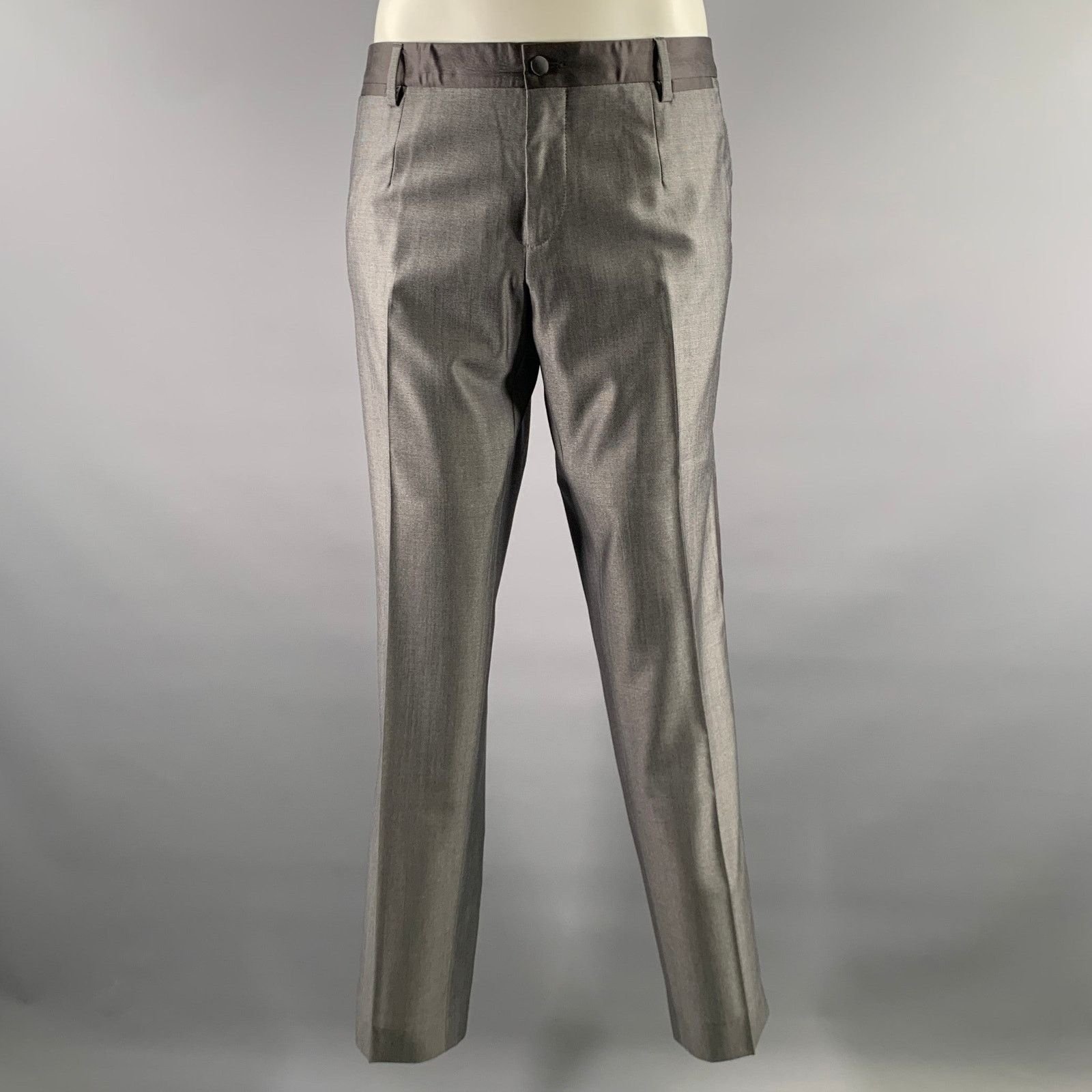 Dolce & Gabbana DOLCE & GABBANA Size 40 Grey Wool Silk Peak Lapel Tuxedo Size 40R - 6 Thumbnail