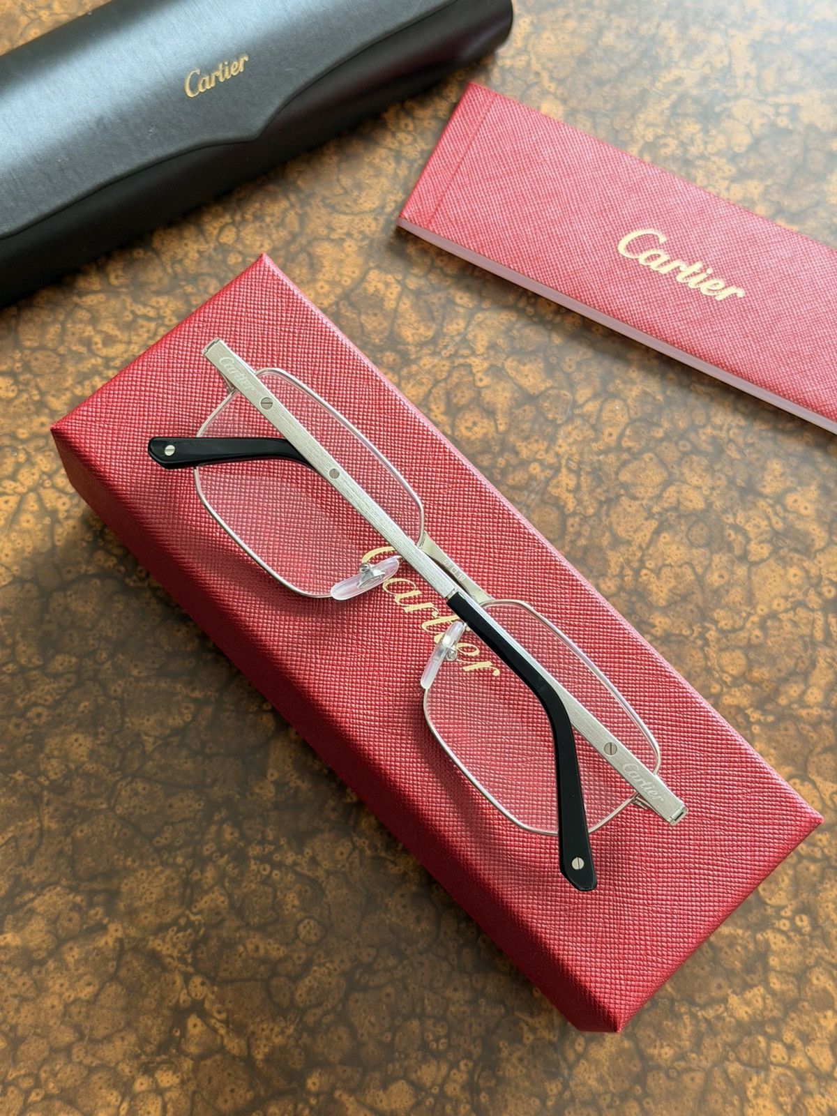 Cartier Cartier Santos Rectangle Eyeglasses Silver CT04810 XL Size ONE SIZE - 2 Thumbnail
