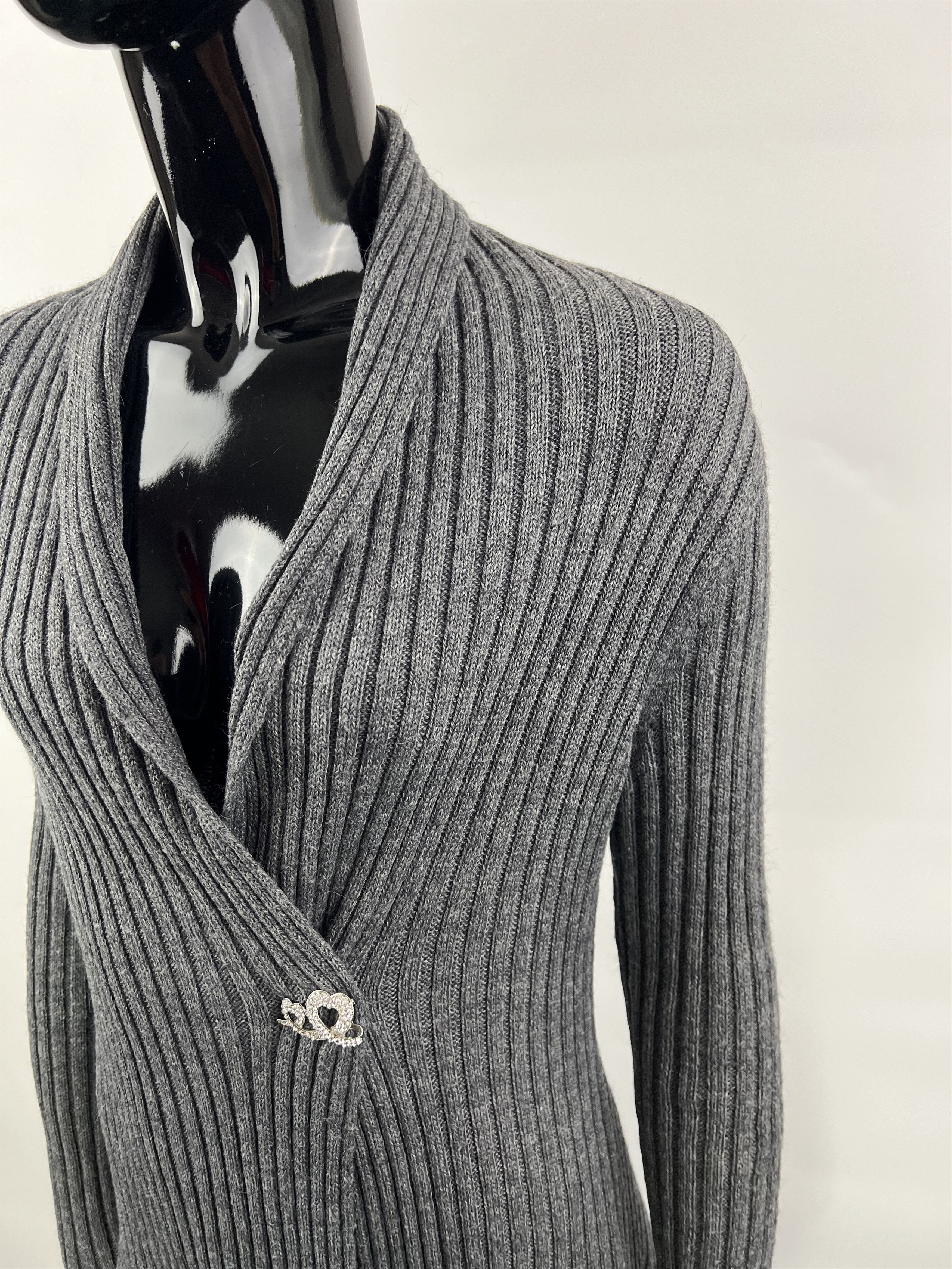Zadig & Voltaire Zadig Voltaire Alpaca Wool Asymmetrical Ribbed Open Cardigan Size ONE SIZE - 11 Thumbnail