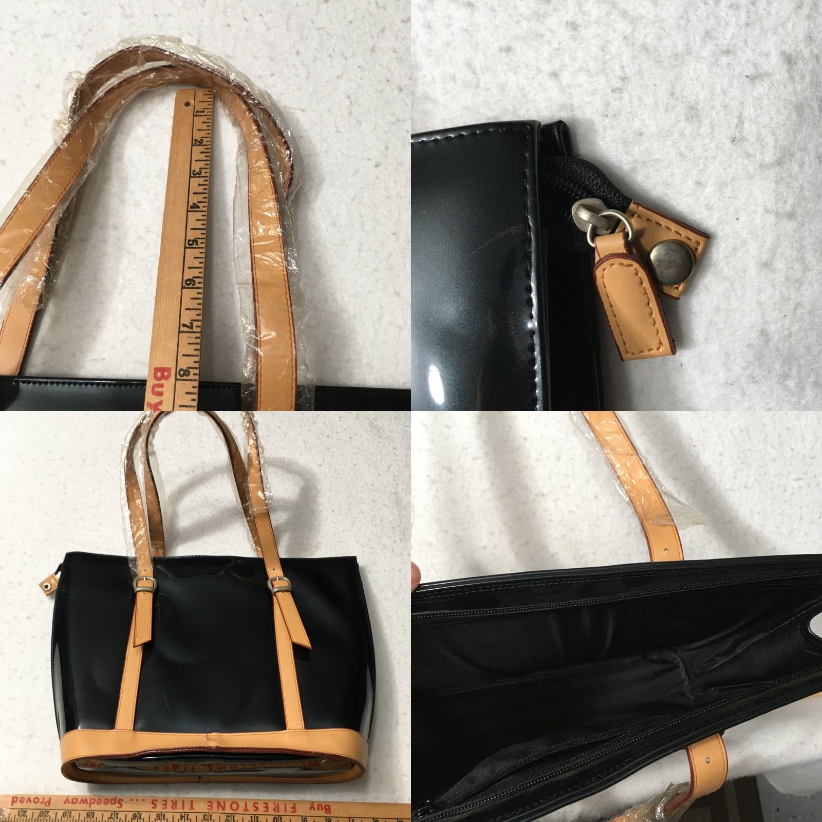 Vintage VINTAGE DIVINE P067 Large Black Saffiano Tote Bag Purse Size ONE SIZE - 8 Thumbnail