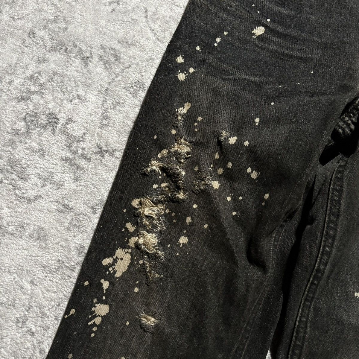 Shellac Shellac Bleached & Distressed Bootcut Black Jeans | Size 48 Size US 30 / EU 46 - 3 Thumbnail