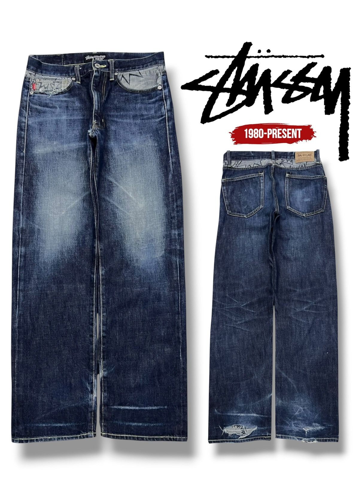 Stussy Vintage Stussy Japan Rough & Rugged Art Design Size US 31 - 1 Thumbnail