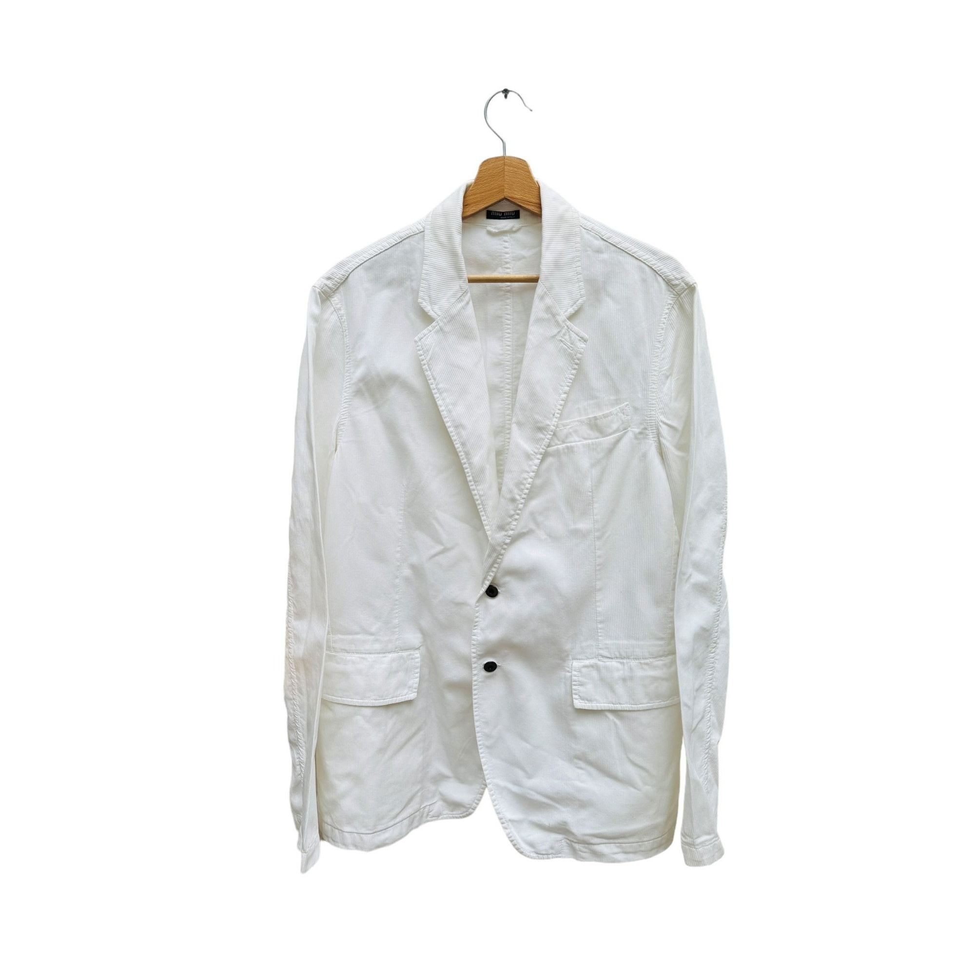 Miu Miu White Corduroy Velvet Blazer Jacket Size 50R - 1 Thumbnail