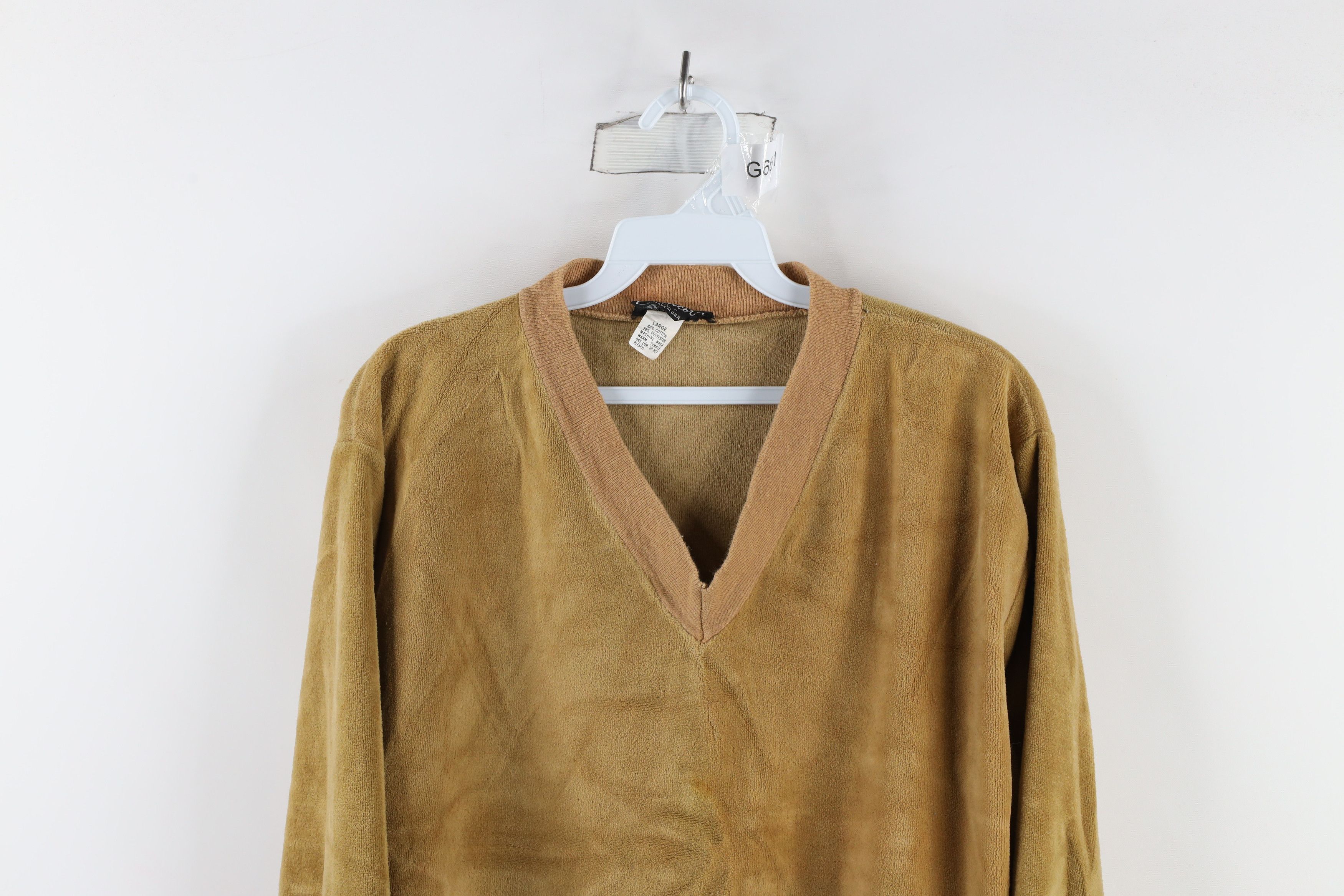 Vintage Vintage 70s Streetwear Blank Terry Cloth V-Neck Sweater USA Size US L / EU 52-54 / 3 - 2 Thumbnail