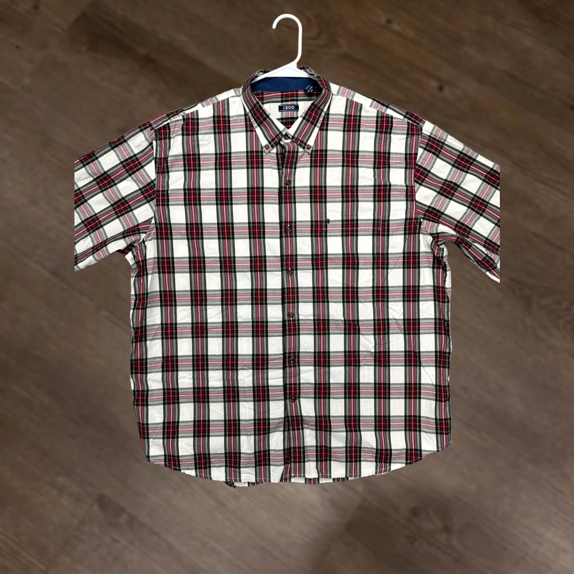 Izod IZOD Shirt Mens 2XL White Red Plaid Cotton Button-Down Long Sleeve Pocket Shirt Size US XXL / EU 58 / 5 - 1 Thumbnail