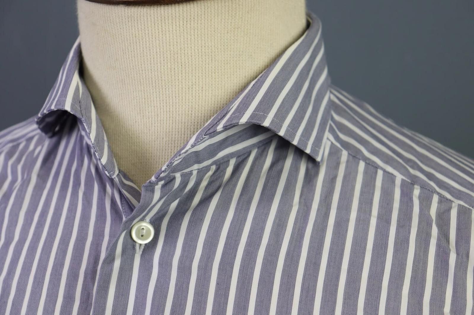 Eton Eton Slim Gray Striped Button Down Shirt Size 41 / 16 Size US M / EU 48-50 / 2 - 5 Thumbnail