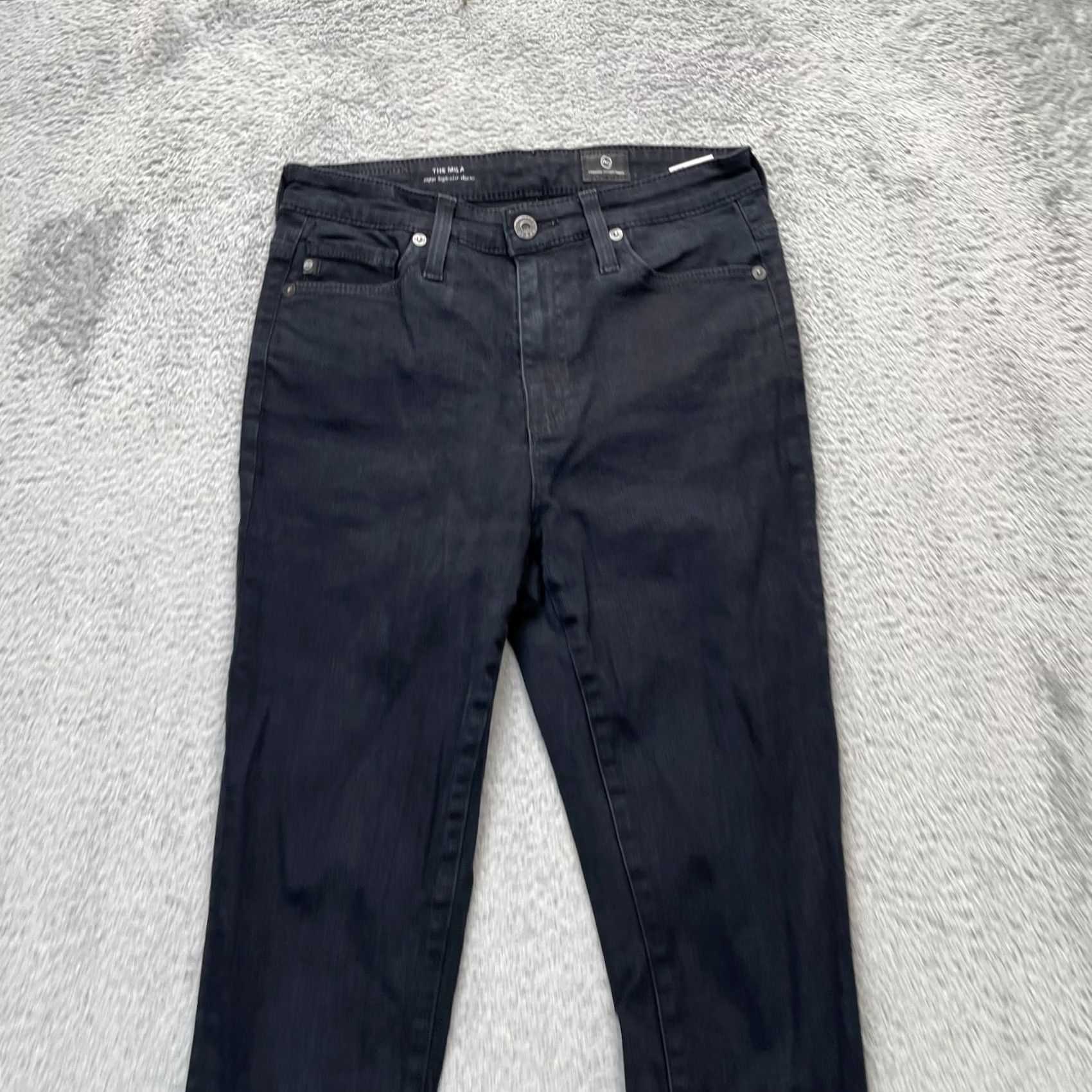 Vintage AG Adriano Goldschmied Jeans Womens 26 Black The Mila High Rise Skinny Leg Jeans Size 28" / US 6 / IT 42 - 6 Thumbnail