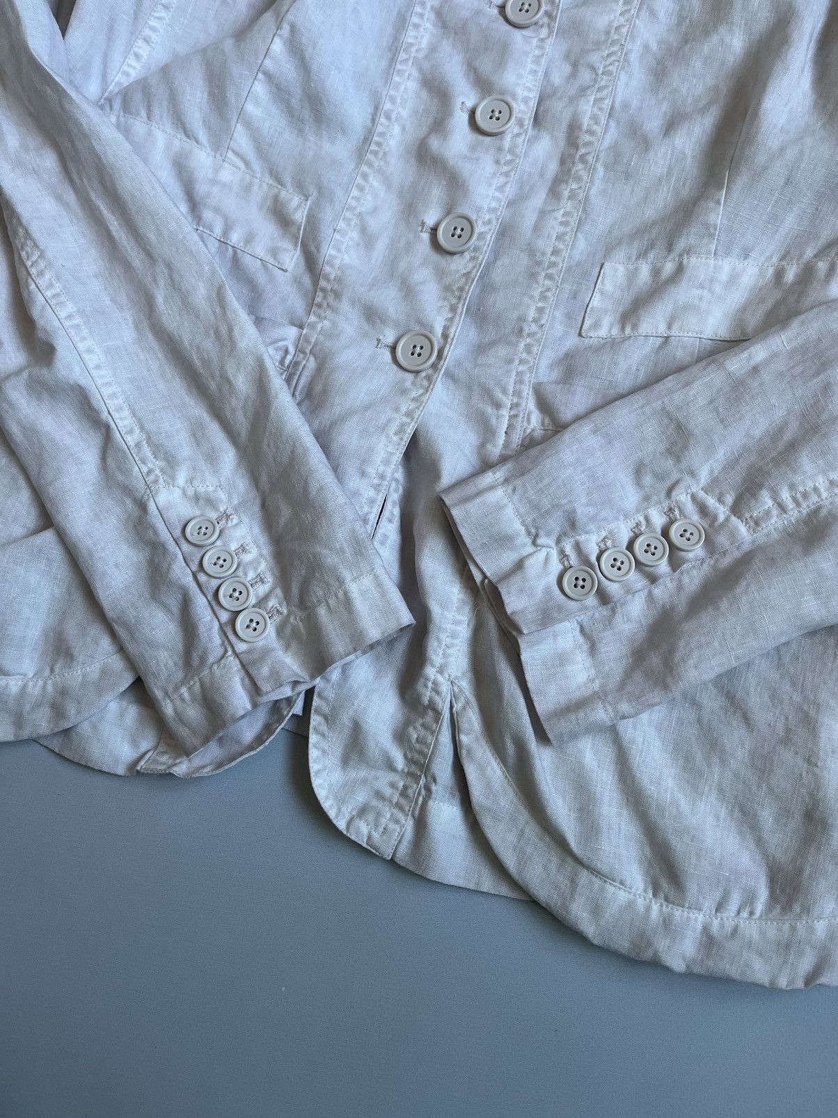 Black Label × Rundholz RUNDHOLZ Black Label Women White Linen Faded Pocket Blazer Size M / US 6-8 / IT 42-44 - 12 Thumbnail