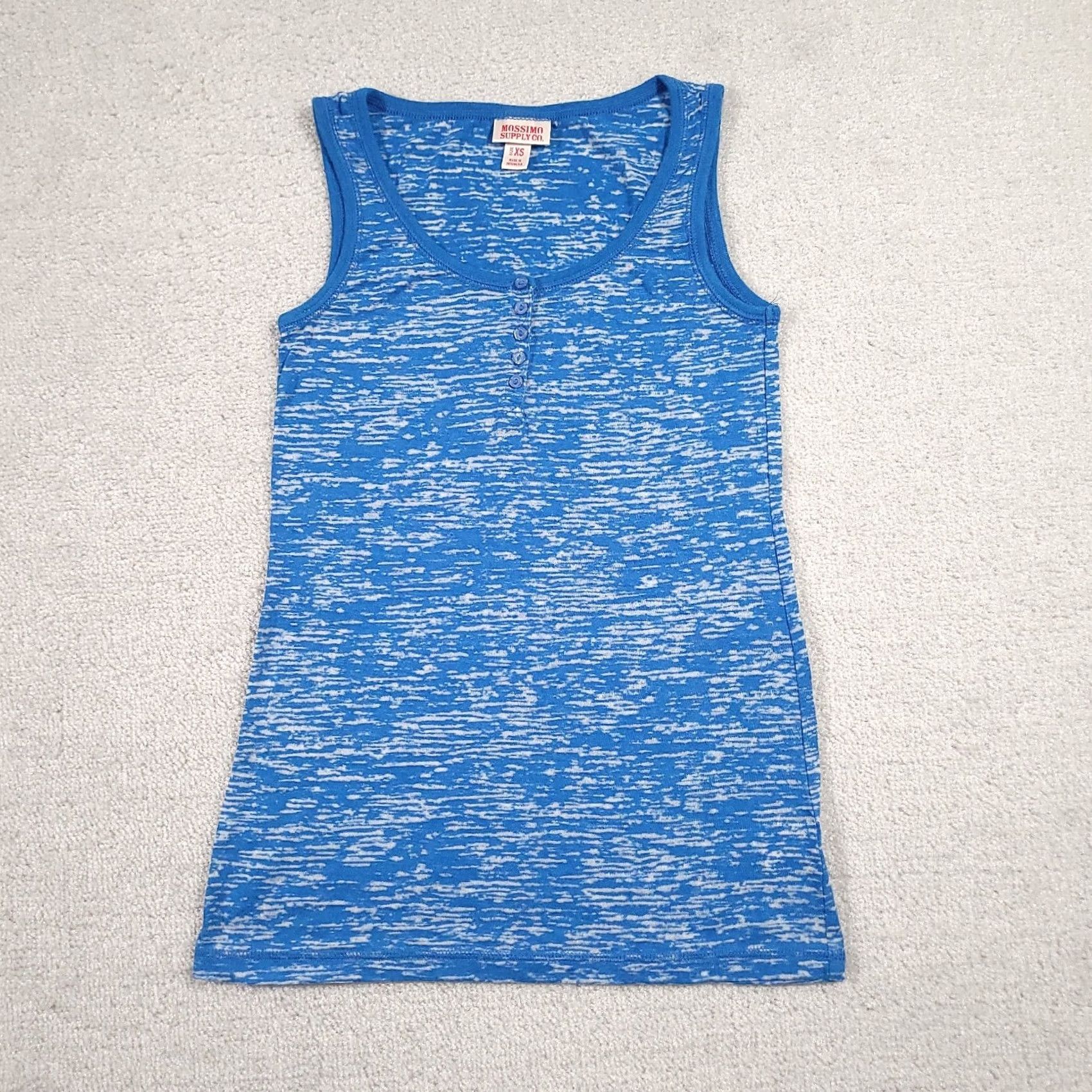 Mossimo VINTAGE Mossimo Tank Top Womens XS Blue Scoop Neck Henley Shirt Womens XS Blue Tank Top Size XS / US 0-2 / IT 36-38 - 2 Thumbnail