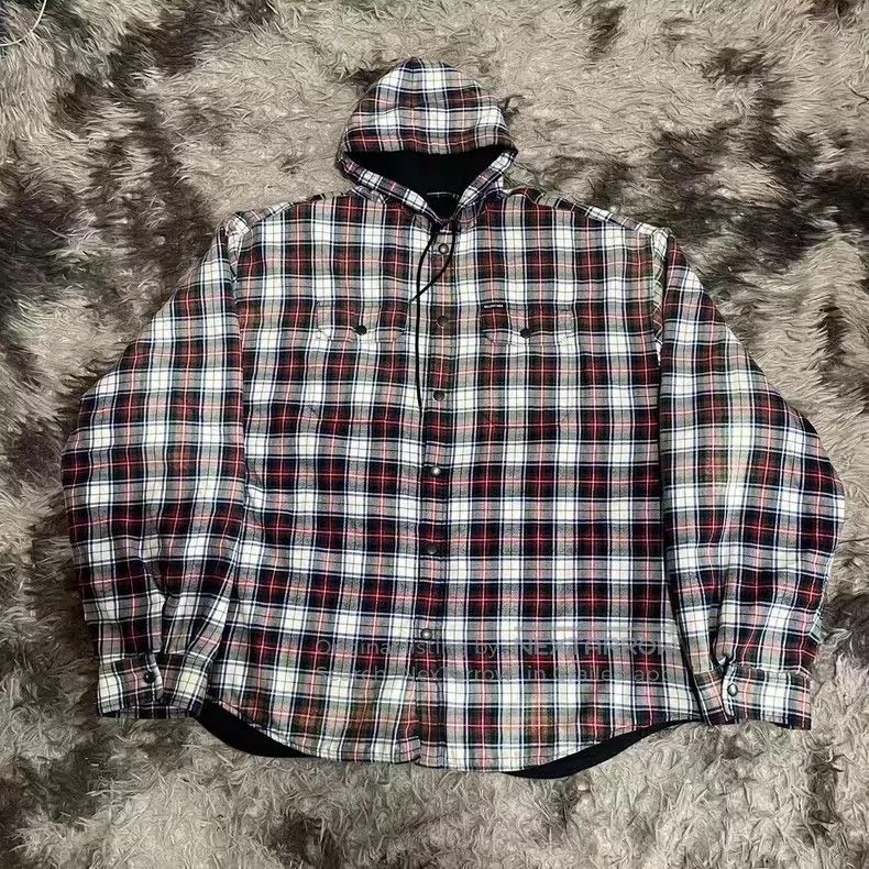 Balenciaga Balenciaga Rendered Gradient Flannel Quilted Hooded Jacket Size US XS / EU 42 / 0 - 1 Thumbnail
