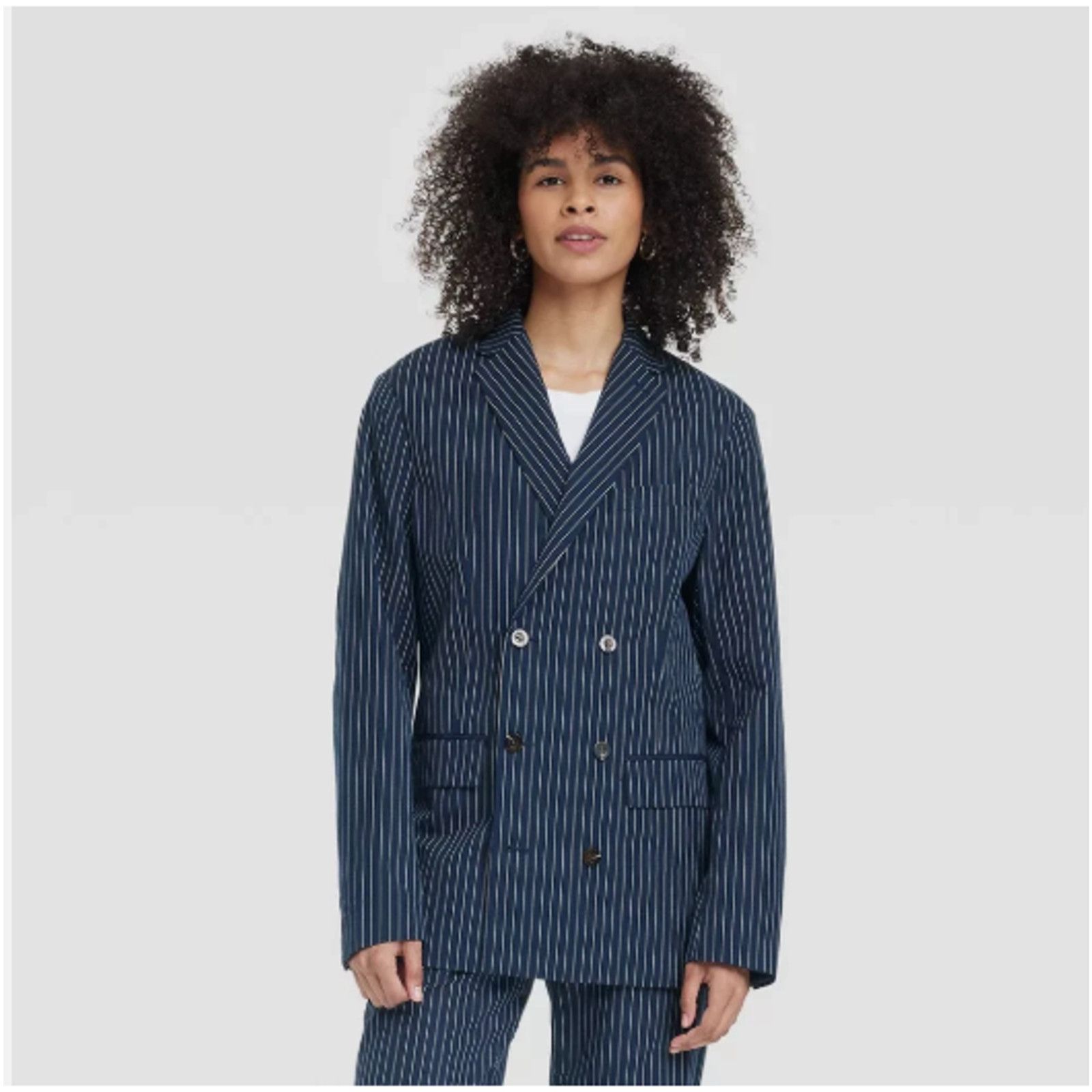 Target Basics Houston White Adult Navy Pinstripe Double-Breasted Blazer Size 54R - 1 Thumbnail