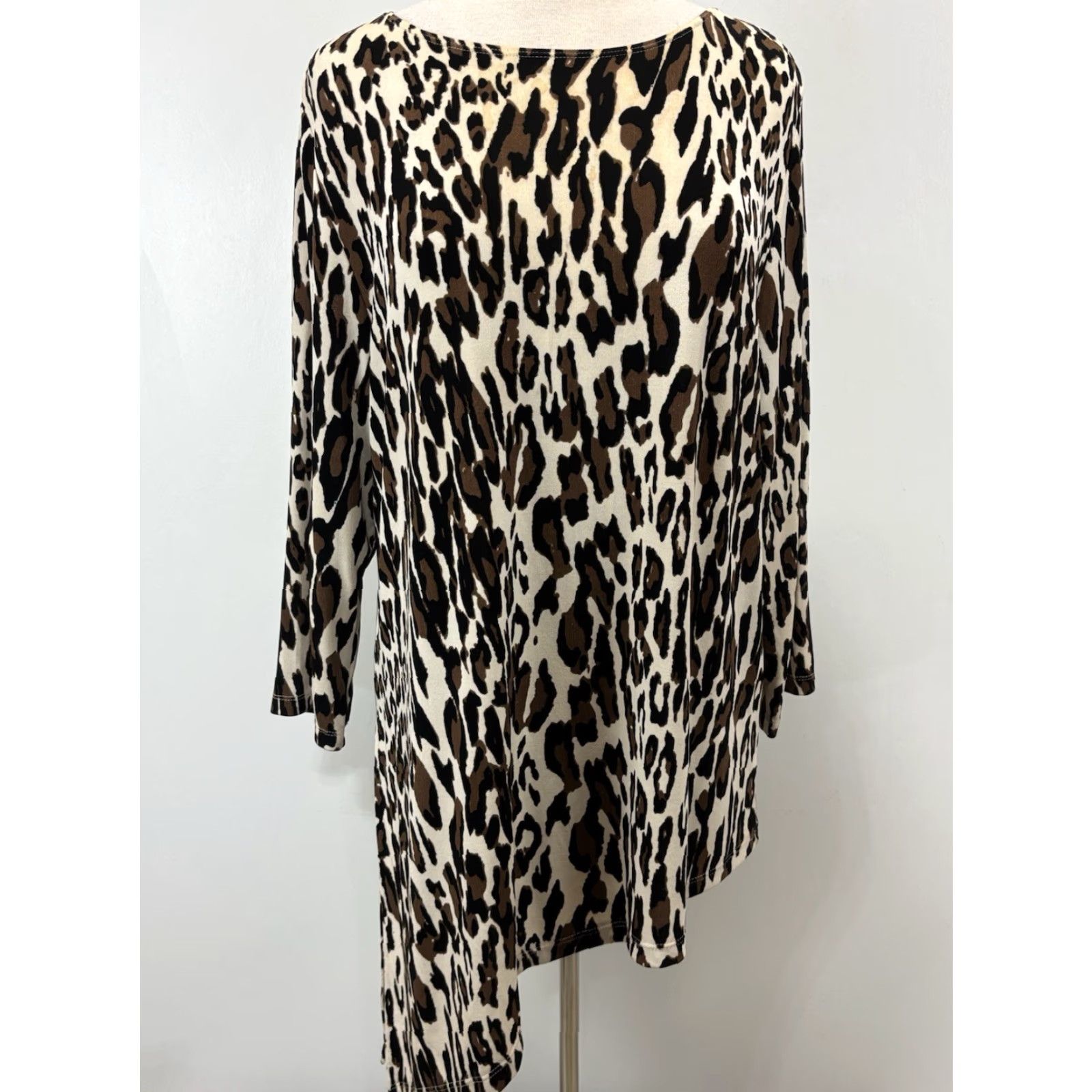 Vintage Chicos Travelers Tunic Top L US Large Women’s Animal Print Asymmetric Slinky Size L / US 10 / IT 46 - 2 Thumbnail