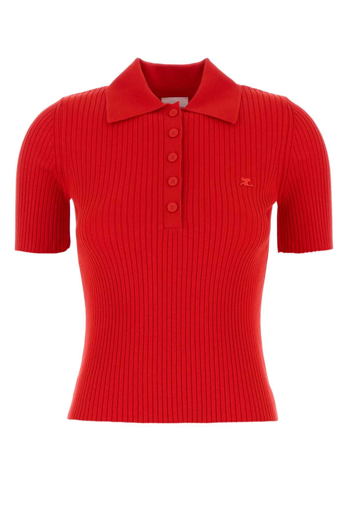 Courreges Red Viscosa Blend Polo Shirt Size XS / US 0-2 / IT 36-38 - 1 Thumbnail