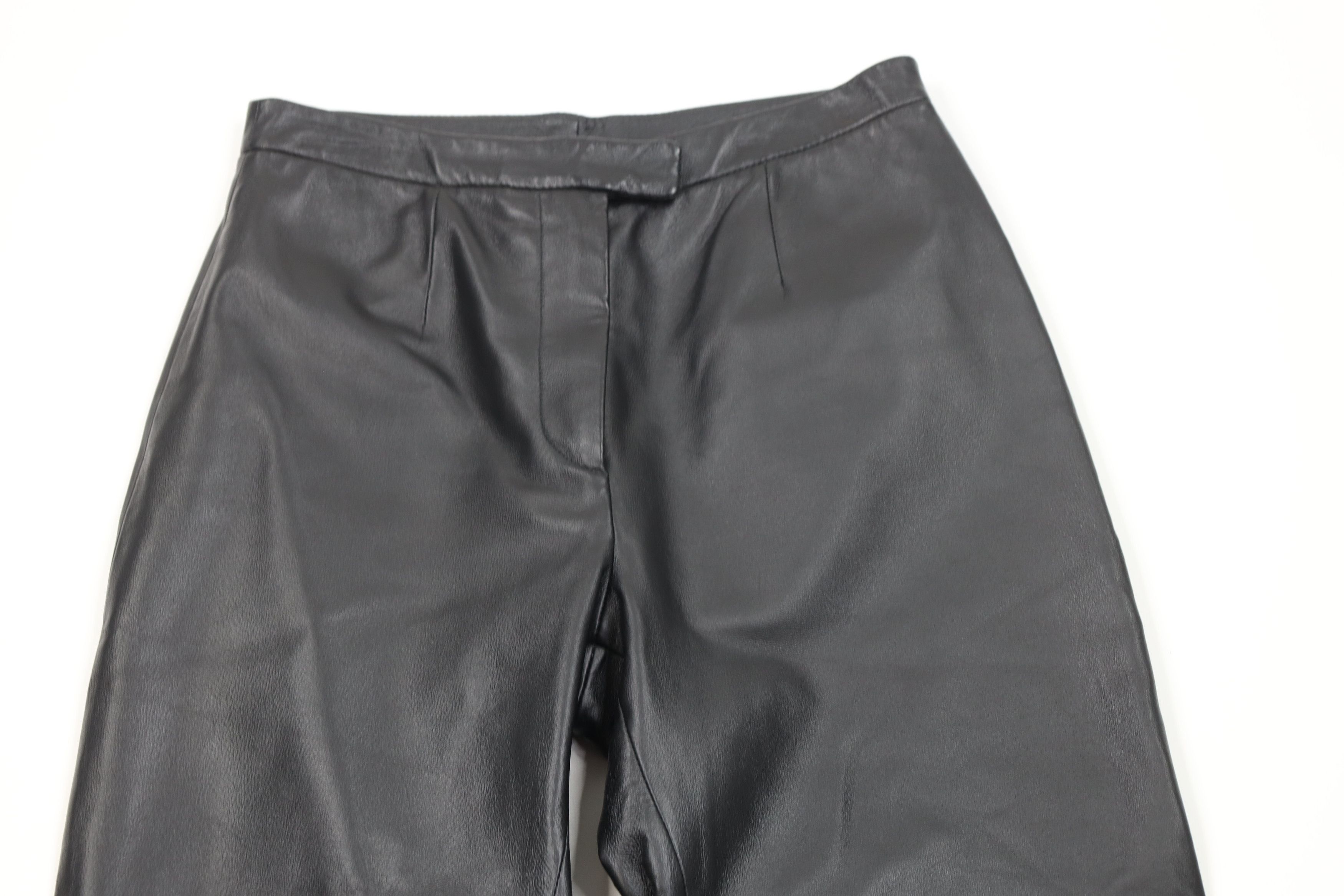 Vintage Vintage 90s Streetwear Leather Straight Leg Pants Black Size 28" / US 6 / IT 42 - 2 Thumbnail