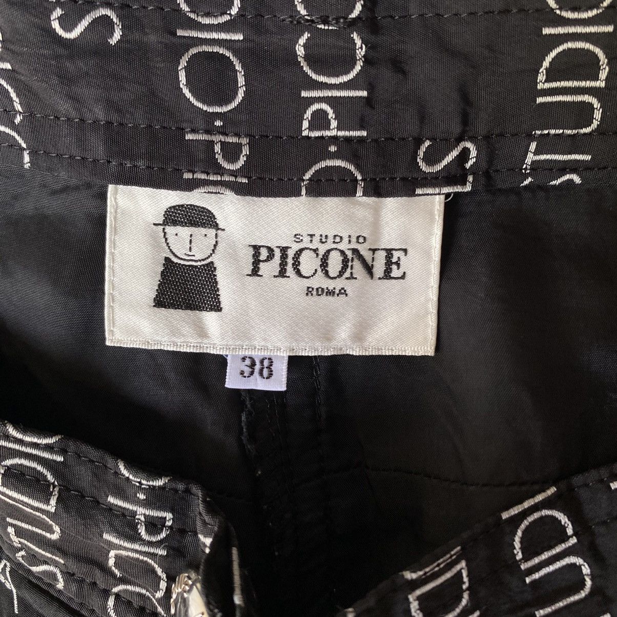 Designer × Japanese Brand STUDIO PICONE ROMA Black Logo Print Wide-Leg Pants Size 27" / US 4 / IT 40 - 12 Thumbnail