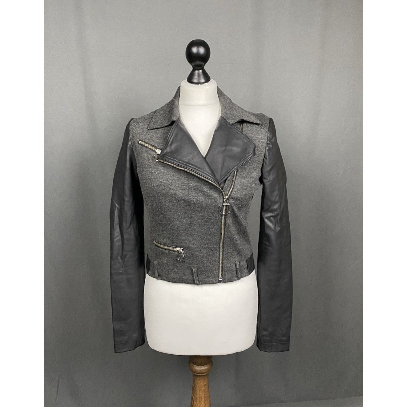 Versace Versace Assymetric Gray Black Biker Motorcycle Jacket Size Size S / US 4 / IT 40 - 1 Thumbnail