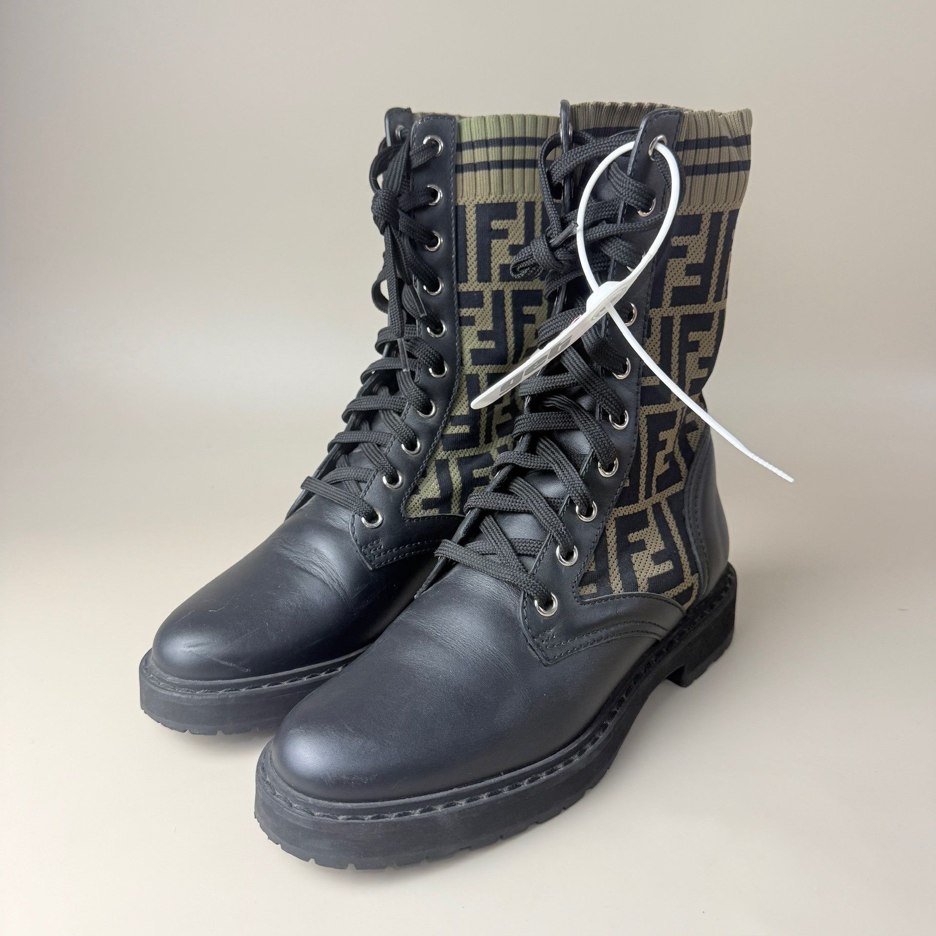 Fendi Fendi Black Brown F Print Short Boots Size US 4 / IT 34 - 1 Thumbnail