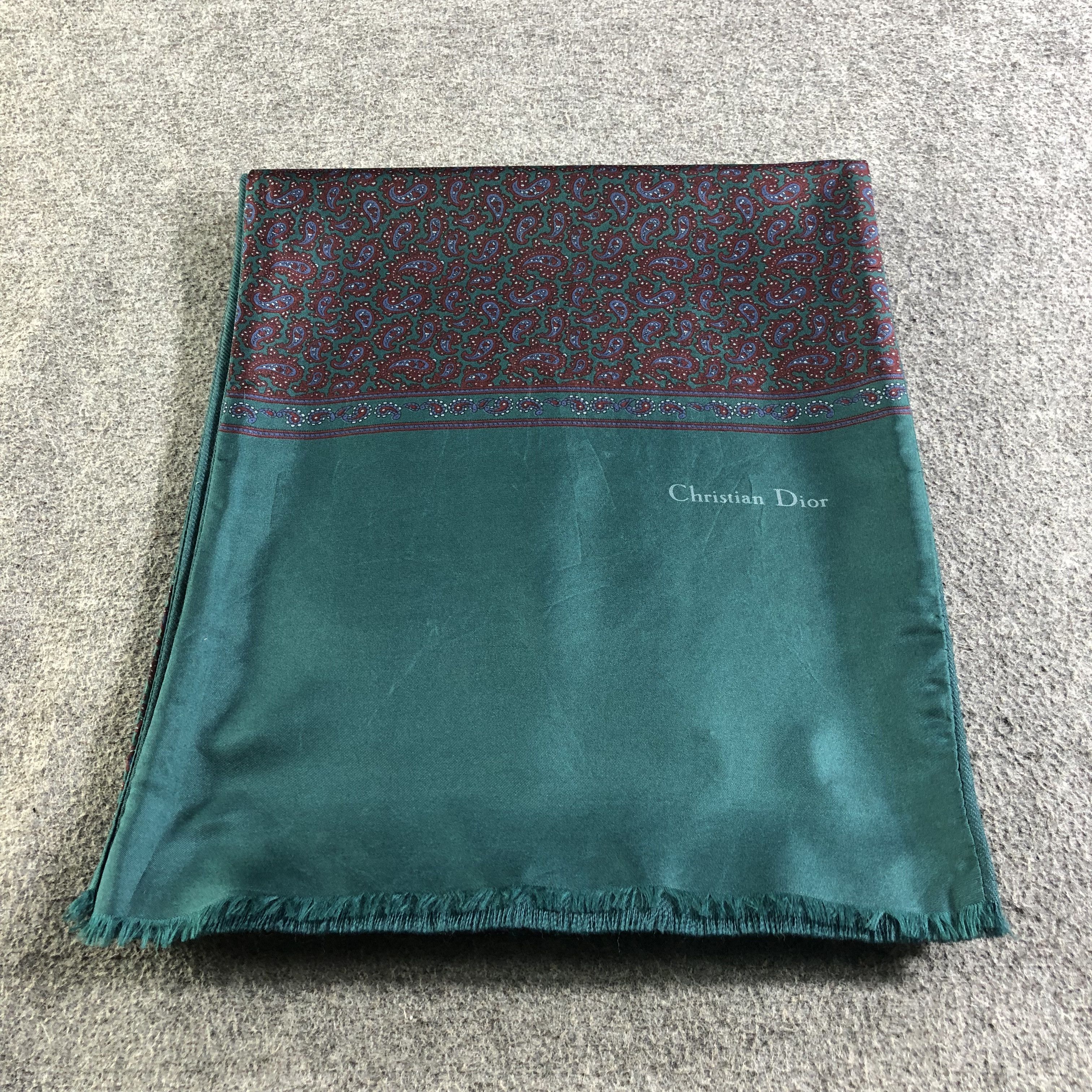 Christian Dior Monsieur Christian Dior Paisley Silk/Wool Scarf Muffler V2604 Size ONE SIZE - 3 Thumbnail
