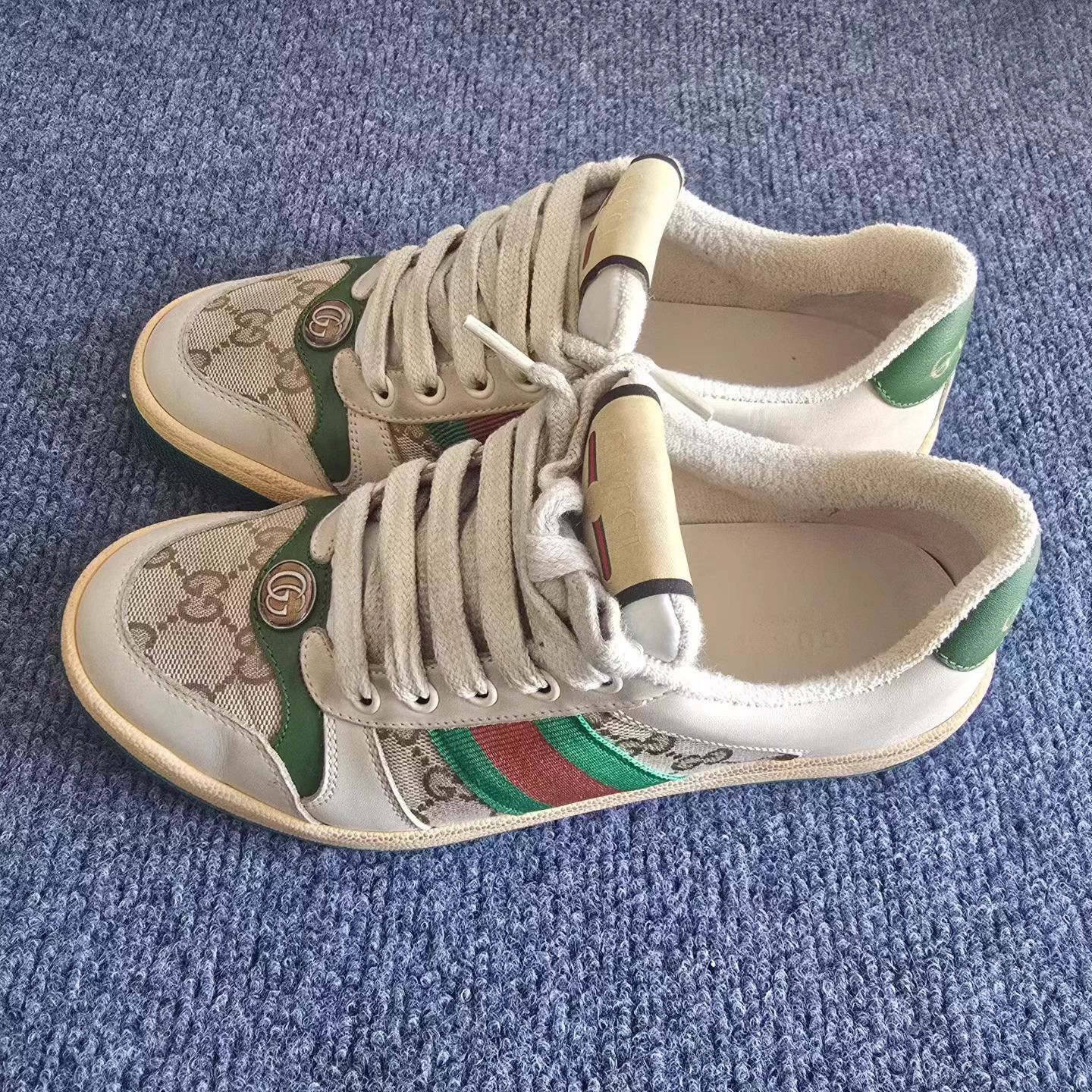 Gucci GUCCI Screener green distressed canvas women's sneaker Size US 5 / IT 35 - 1 Thumbnail