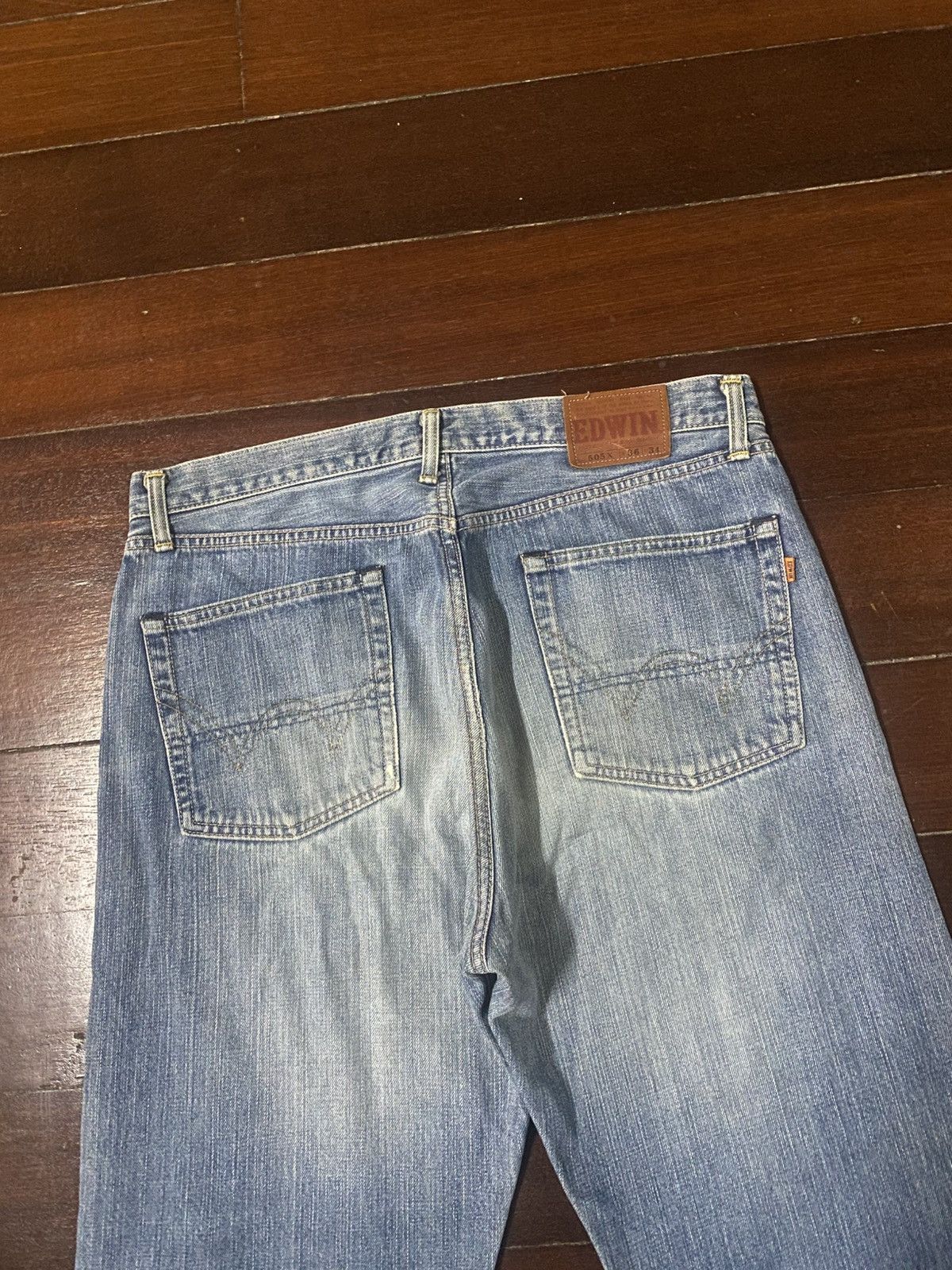 Edwin Vintage 90s Edwin 505 X mud wash distressed selvedge jeans Size US 37 - 14 Thumbnail