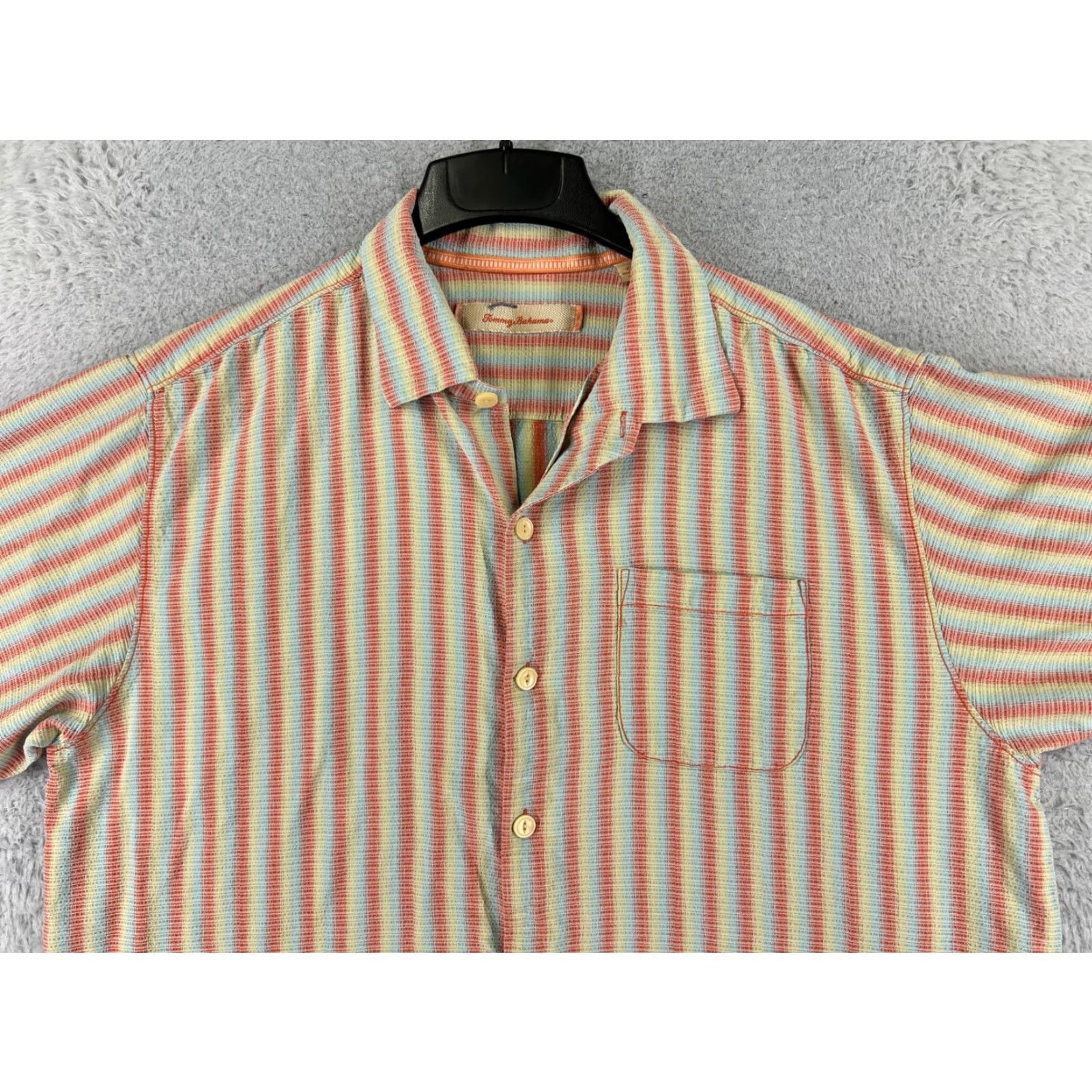 Tommy Bahama Tommy Bahama Shirt Men XL Red Blue Stripe 100% Silk Button Up Camp Hawaiian Aloha Beach Resort Casual Size US XL / EU 56 / 4 - 4 Thumbnail