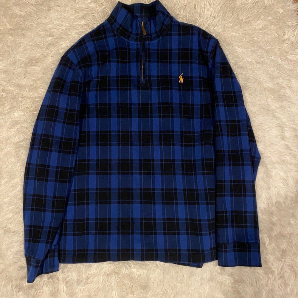 Polo Ralph Lauren Ralph Lauren Plaid Estate Rib Quarter Zip Pullover Blue Fla Size US L / EU 52-54 / 3 - 4 Thumbnail