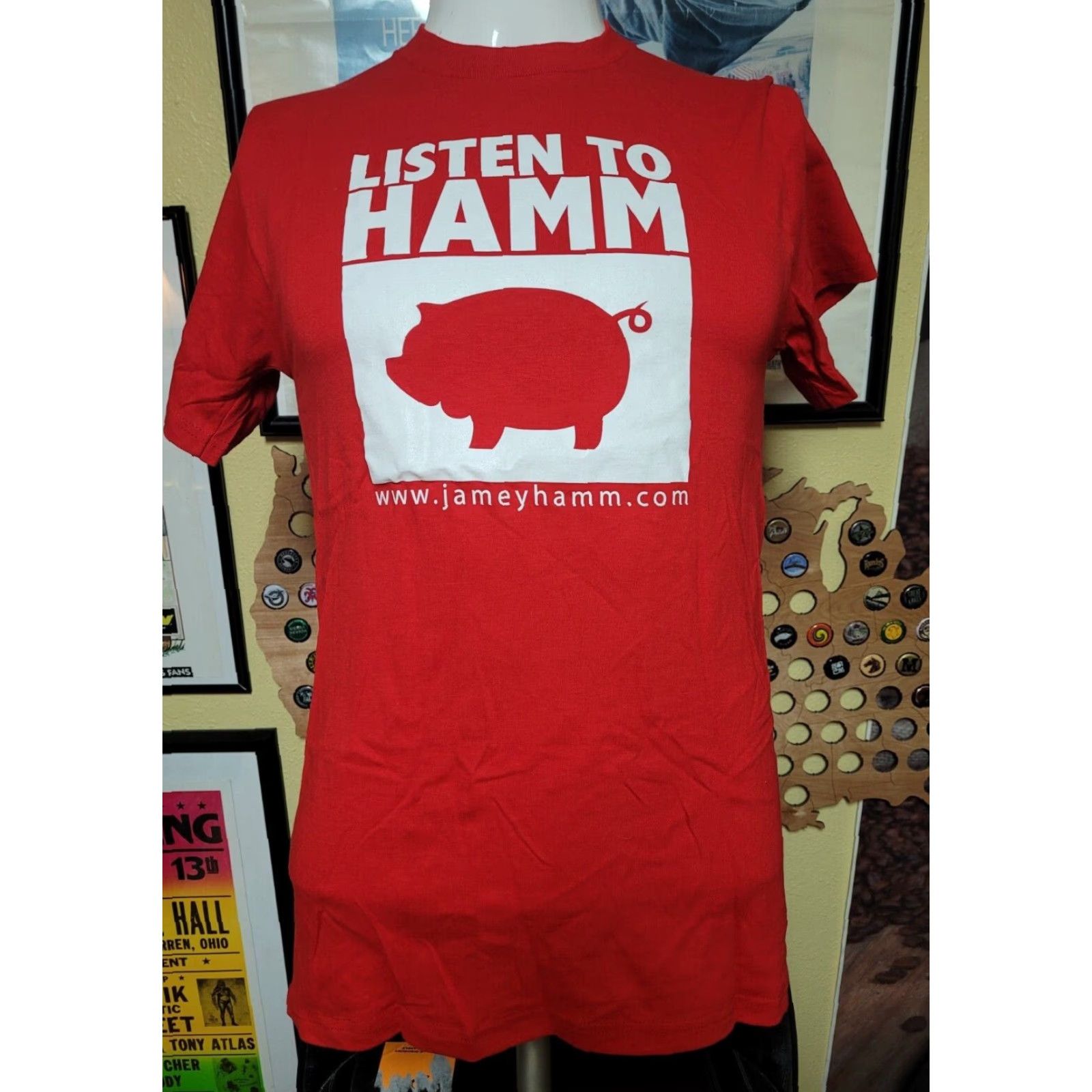 Fruit Of The Loom VTG Jamey Hamm Listen To T Shirt Small Brooklyn NY Roots Barefoot & Bankside Shirt Mens S Red 100% Cotton Fruit of the Loom Graphic Tee Music Size US S / EU 44-46 / 1 - 2 Thumbnail