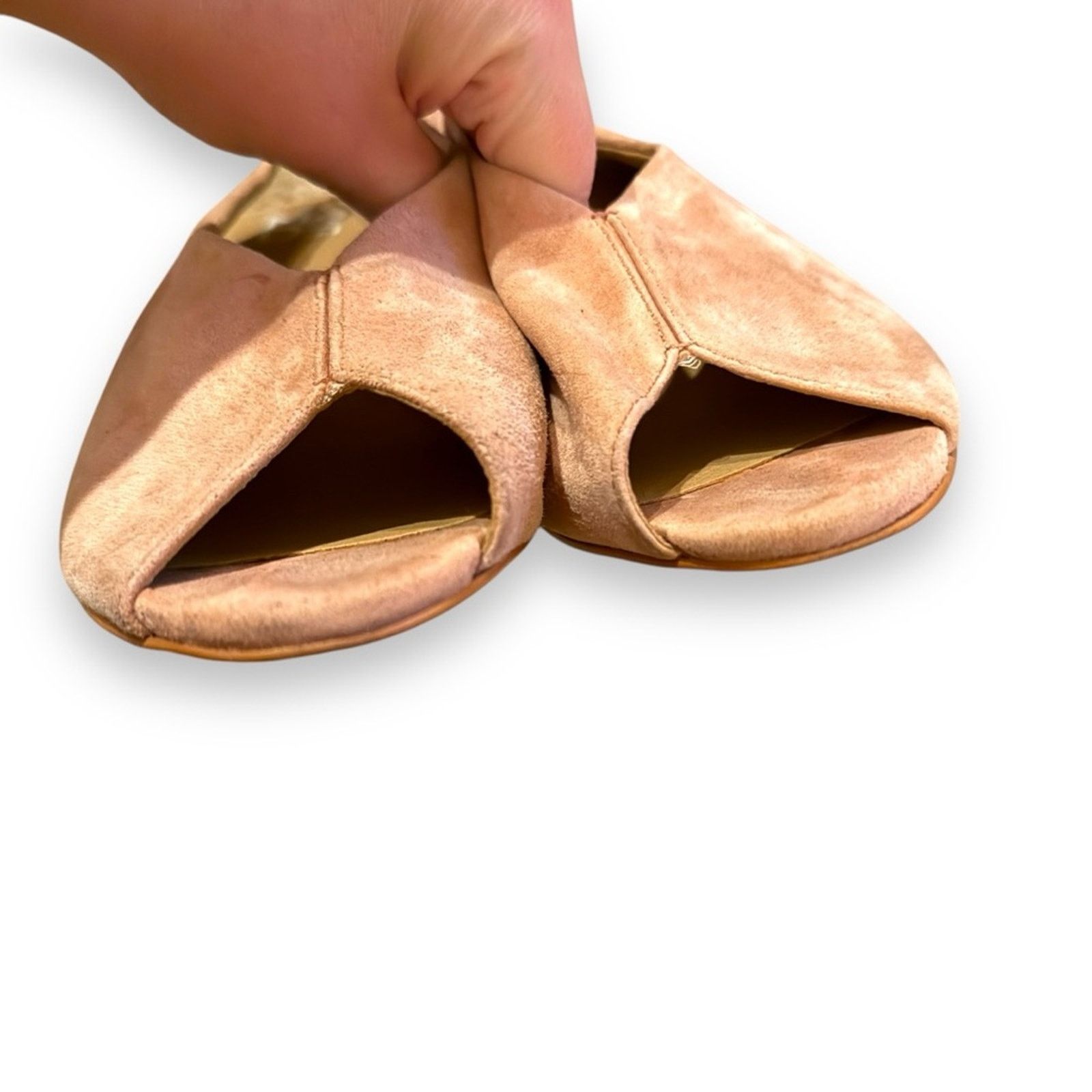 Anthropologie Anthropologie M4d3 Safi Suede Block Peep Toe Slingback Heels Size US 9 / IT 39 - 6 Thumbnail