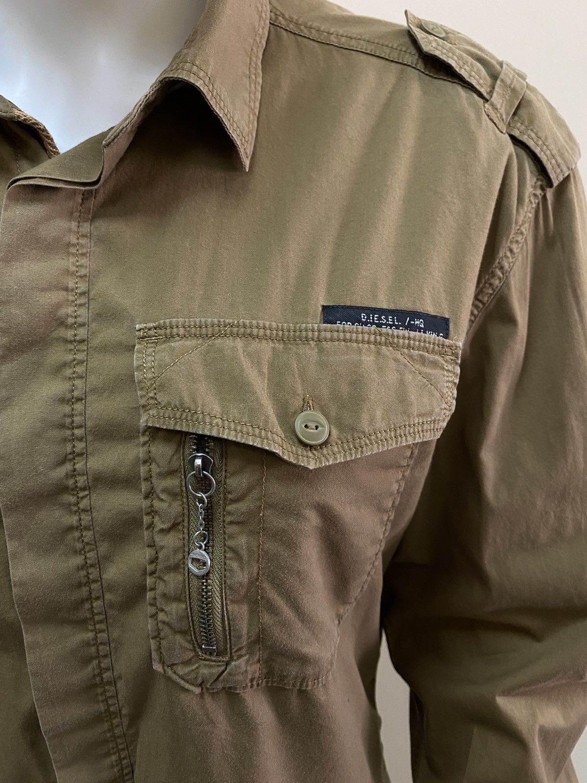 Diesel Diesel Vintage Multi Pocket Brown Button Up Y2K Shirt Size L Size L / US 10 / IT 46 - 5 Thumbnail