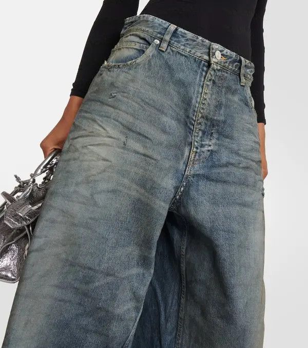 Balenciaga o1s1rm1024 Maxi Skirt Jeans in Blue Size 27" / US 4 / IT 40 - 2 Thumbnail