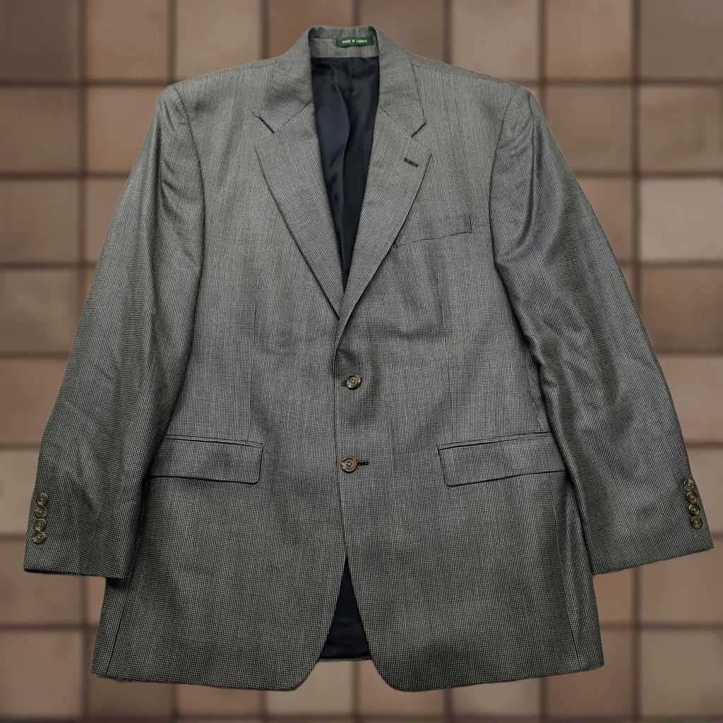Ralph Lauren Lauren Ralph Lauren Blazer Men 44L Wool Silk Blue Polka Dot Tweed Notch Long Sleeve Jacket Suit Jacket Casual Business Party/Cocktail City Preppy Mens Size 44R - 1 Thumbnail