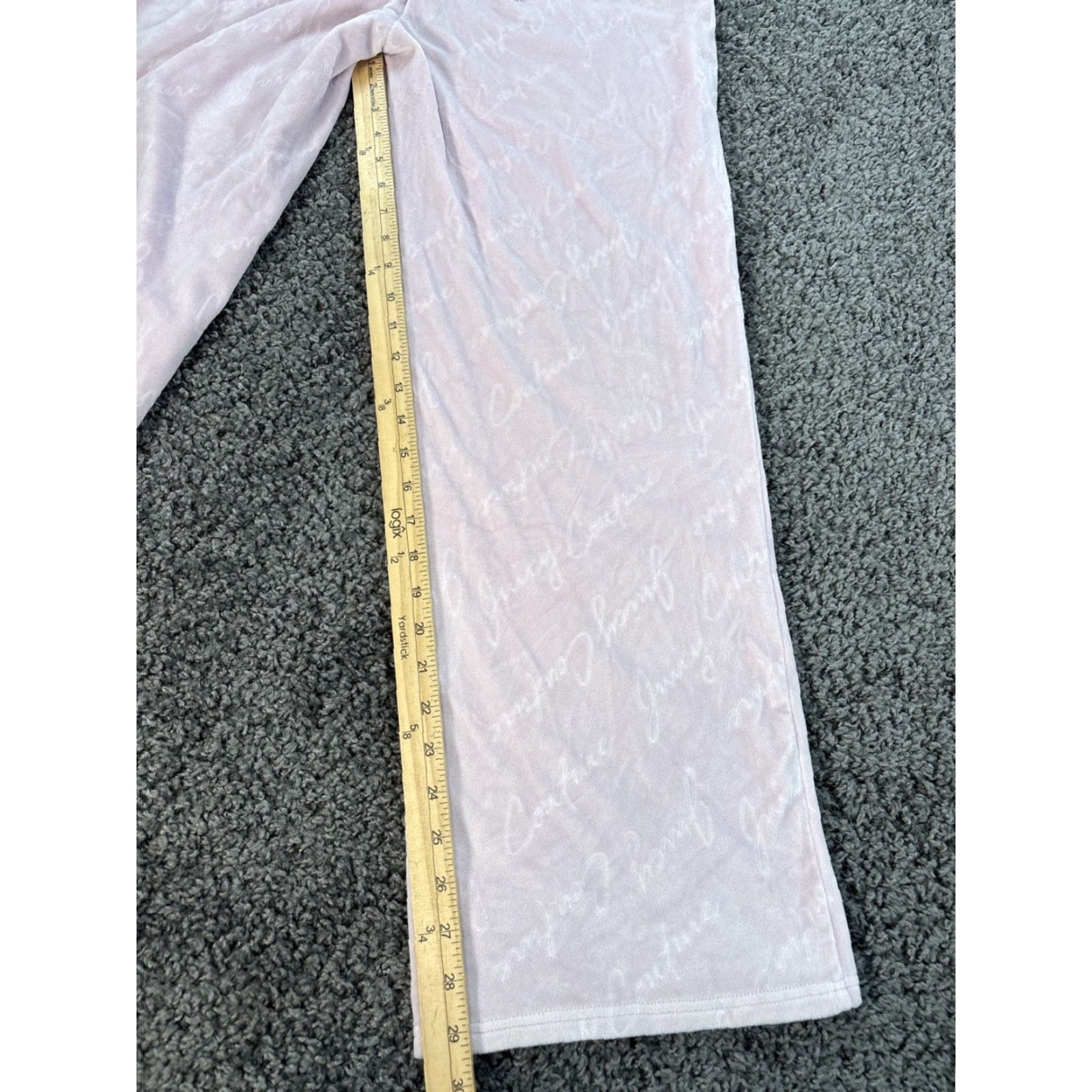 Juicy Couture VINTAGE Juicy Couture Pants Sweatpants Wide-Leg Pink 90s Y2K Logos Velour Drawstring XL Womens Size 40" / US 18 - 2 Thumbnail