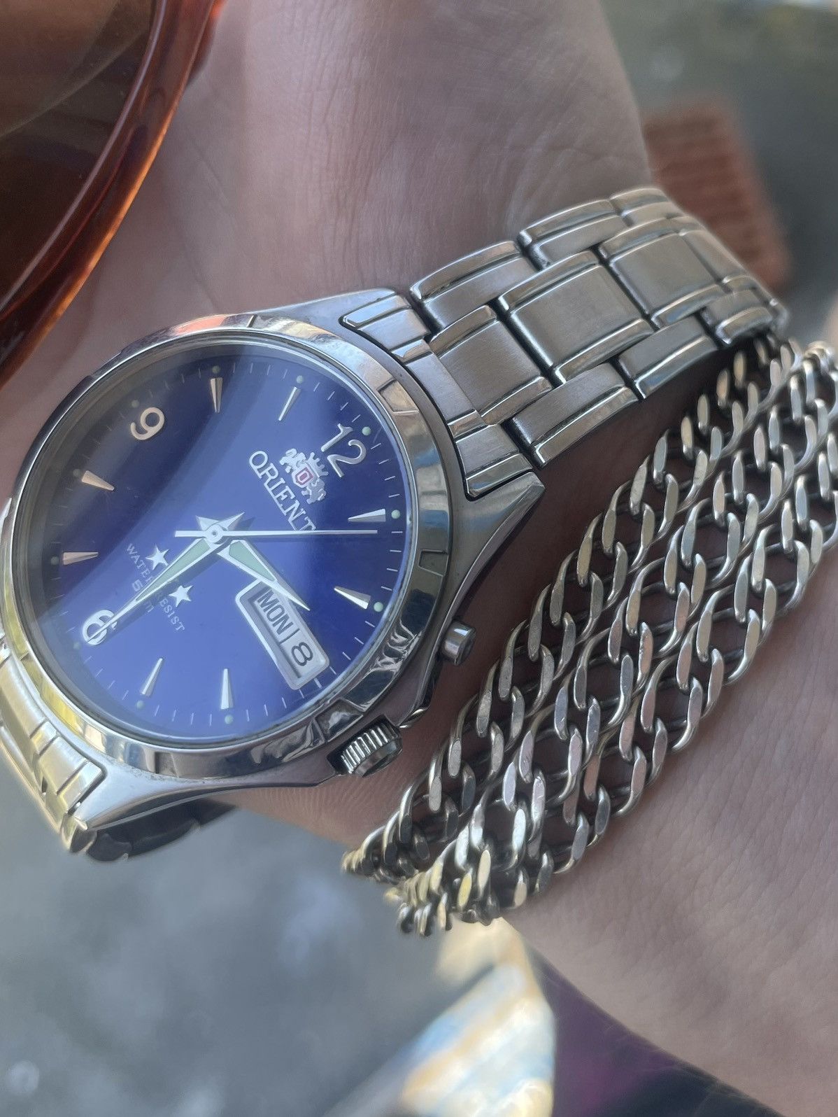 image of Vintage Japanese Watch Orient in Silver, Men's