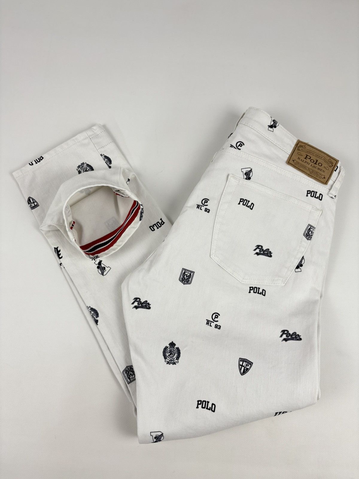 RRL Ralph Lauren Rare Polo Bear Multi-Logo Double Rrl Print Pattern Cotton Denim Pants Jeans Size US 34 / EU 50 - 7 Thumbnail