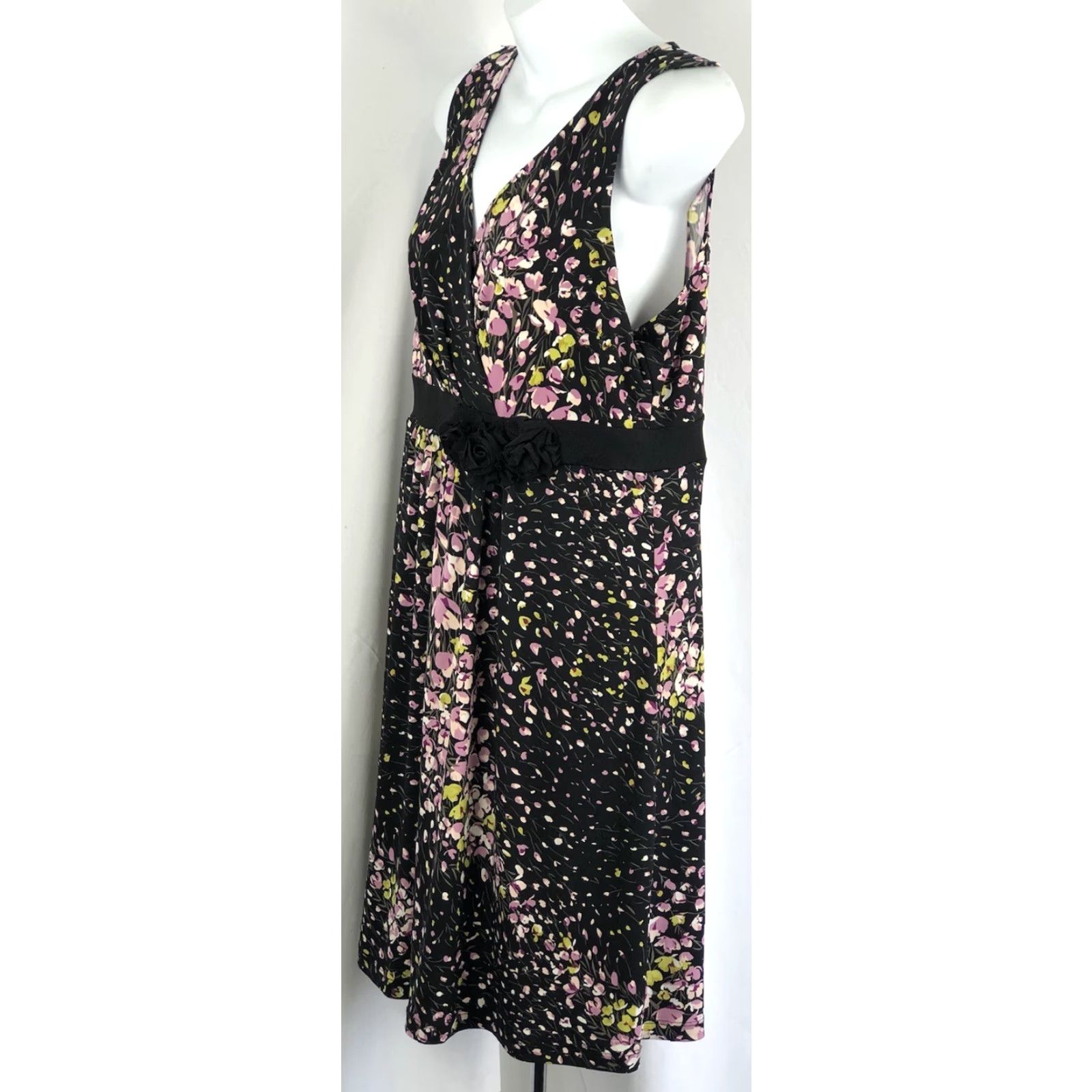 Vintage VINTAGE Apt 9 Dress Sleeveless Midi Wrap Floral Thick Knit Floral Knit Block Purple Black PL Women - 90s Y2K Bohemian Fairy Dress Mens? Size L / US 10 / IT 46 - 2 Thumbnail