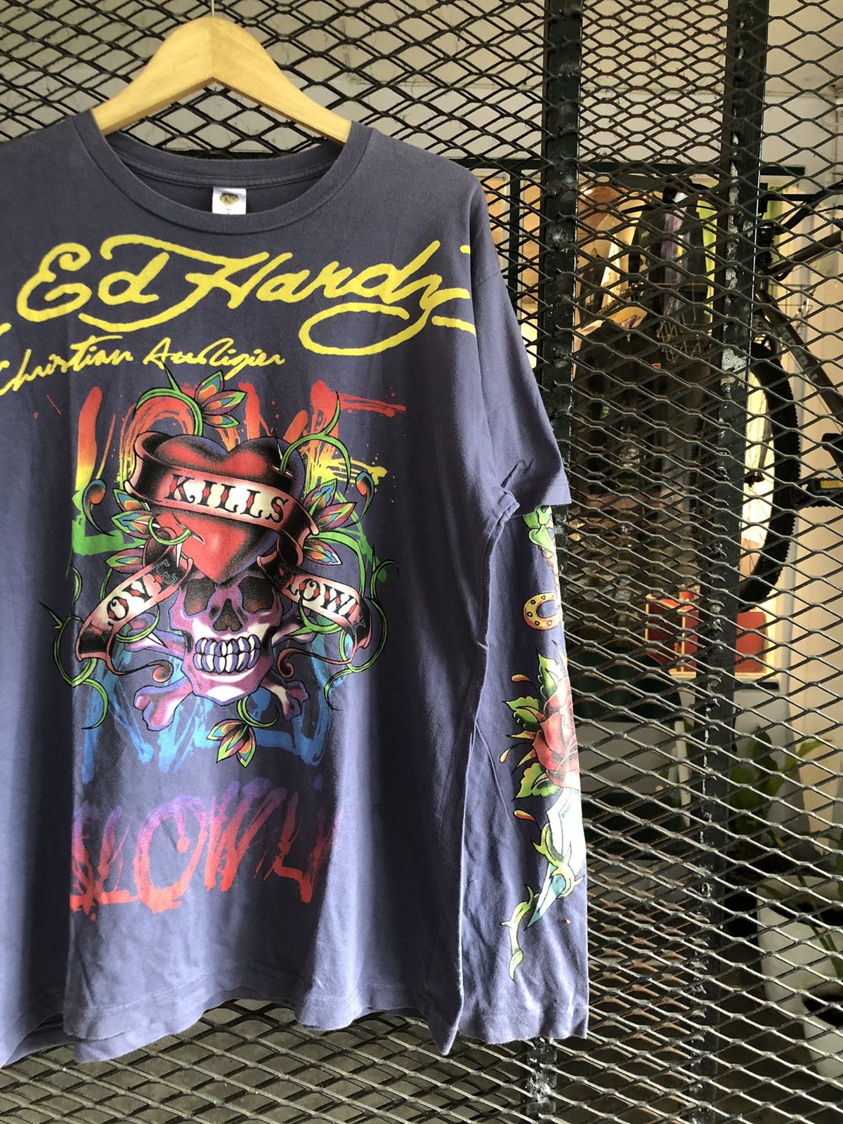 Ed Hardy × Japanese Brand × Vintage ED HARDY CHRISTIAN AUDIGIER “LOVE KILLS SLOWLY” LONG SLEEVE Size US L / EU 52-54 / 3 - 2 Thumbnail