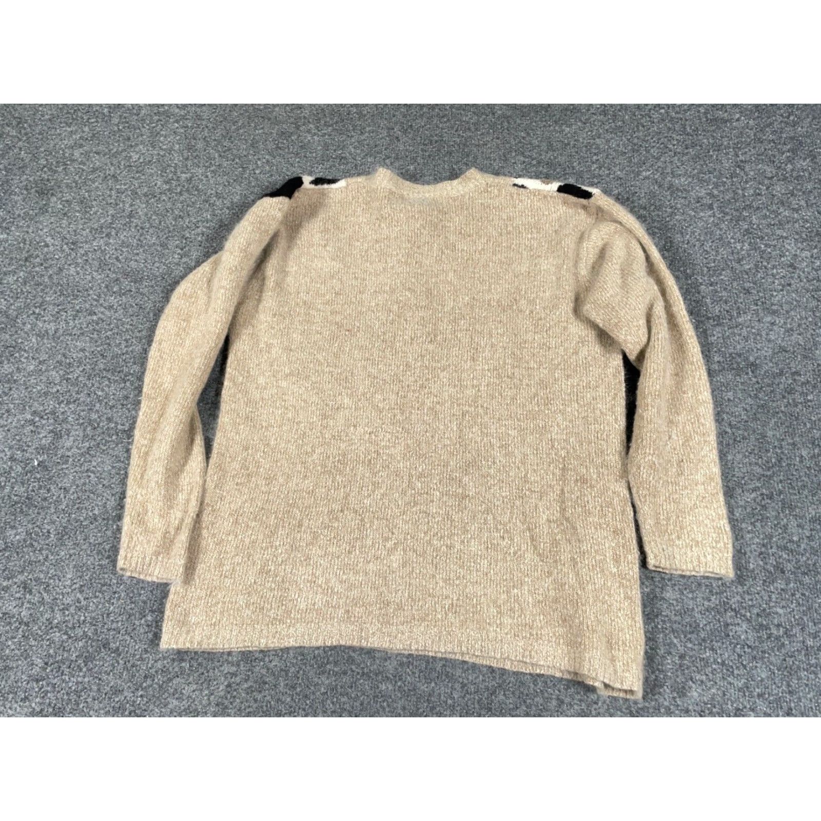 Etro Retro Leopard Abstract Pattern Silk Sweater Women's Medium Beige Angora Wool Size M / US 6-8 / IT 42-44 - 2 Thumbnail