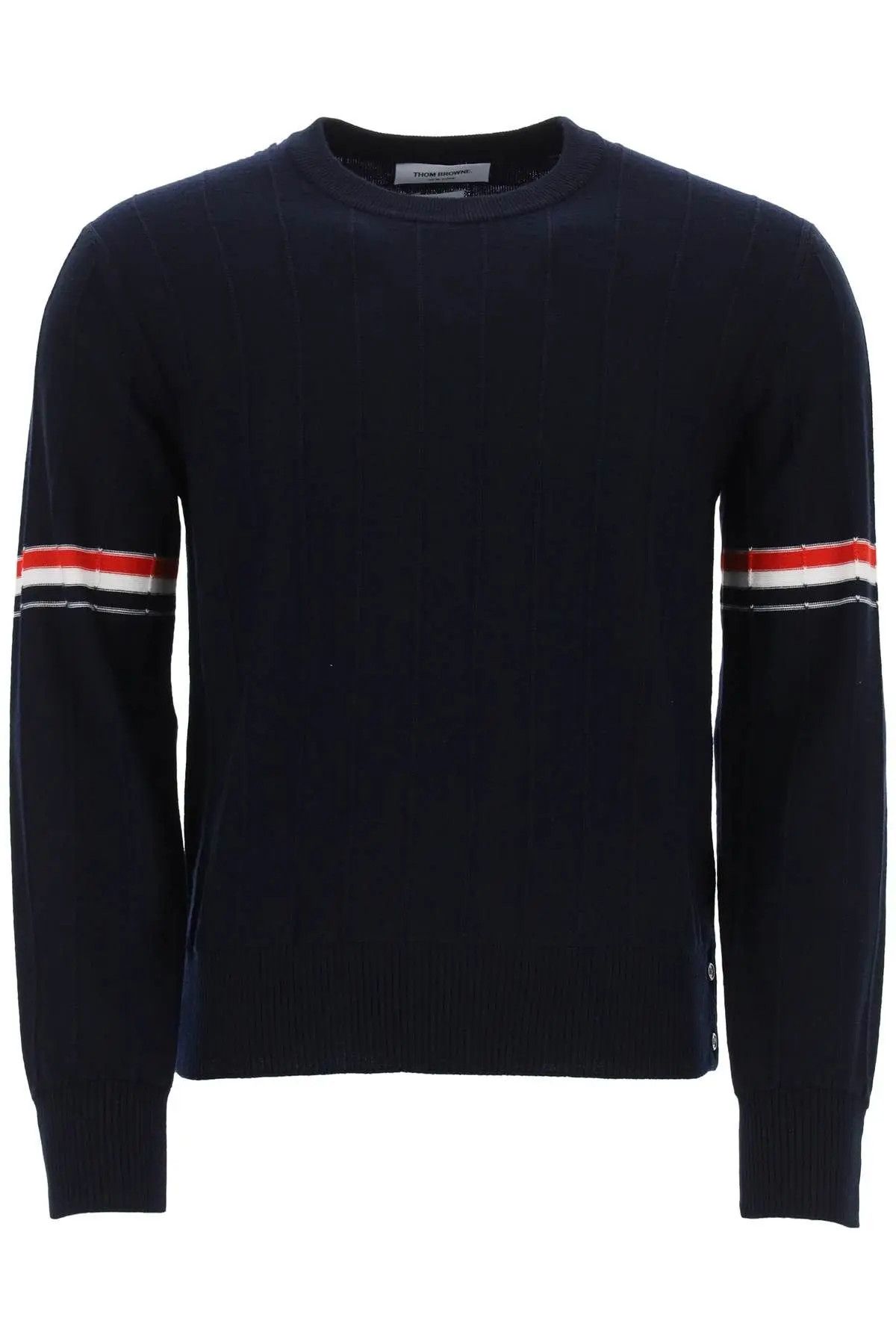 image of Thom Browne O1S22I1N0124 Crew-Neck Sweater In Blue, Men's (Size Small)
