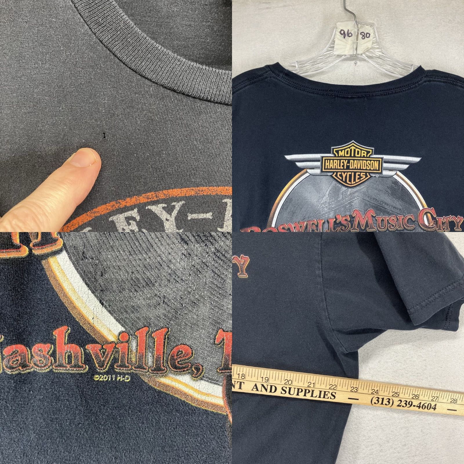 Harley Davidson Harley-Davidson T-Shirt Men's Graphic Print Guitar Nashville Tennessee Logo Cotton Black L Crew Neck Short Sleeve Vintage No Size US L / EU 52-54 / 3 - 8 Thumbnail