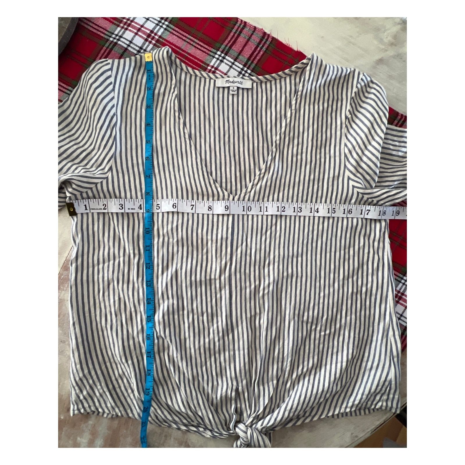 Madewell MADEWELL Blue and White Striped Short sleeve top small boho Size S / US 4 / IT 40 - 3 Thumbnail